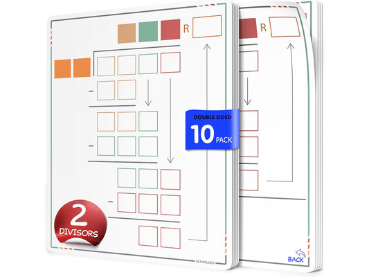 Division Practice Flexic Dry Erase Sheet 11"x14" - 2 Digit Divisor (10 pc)