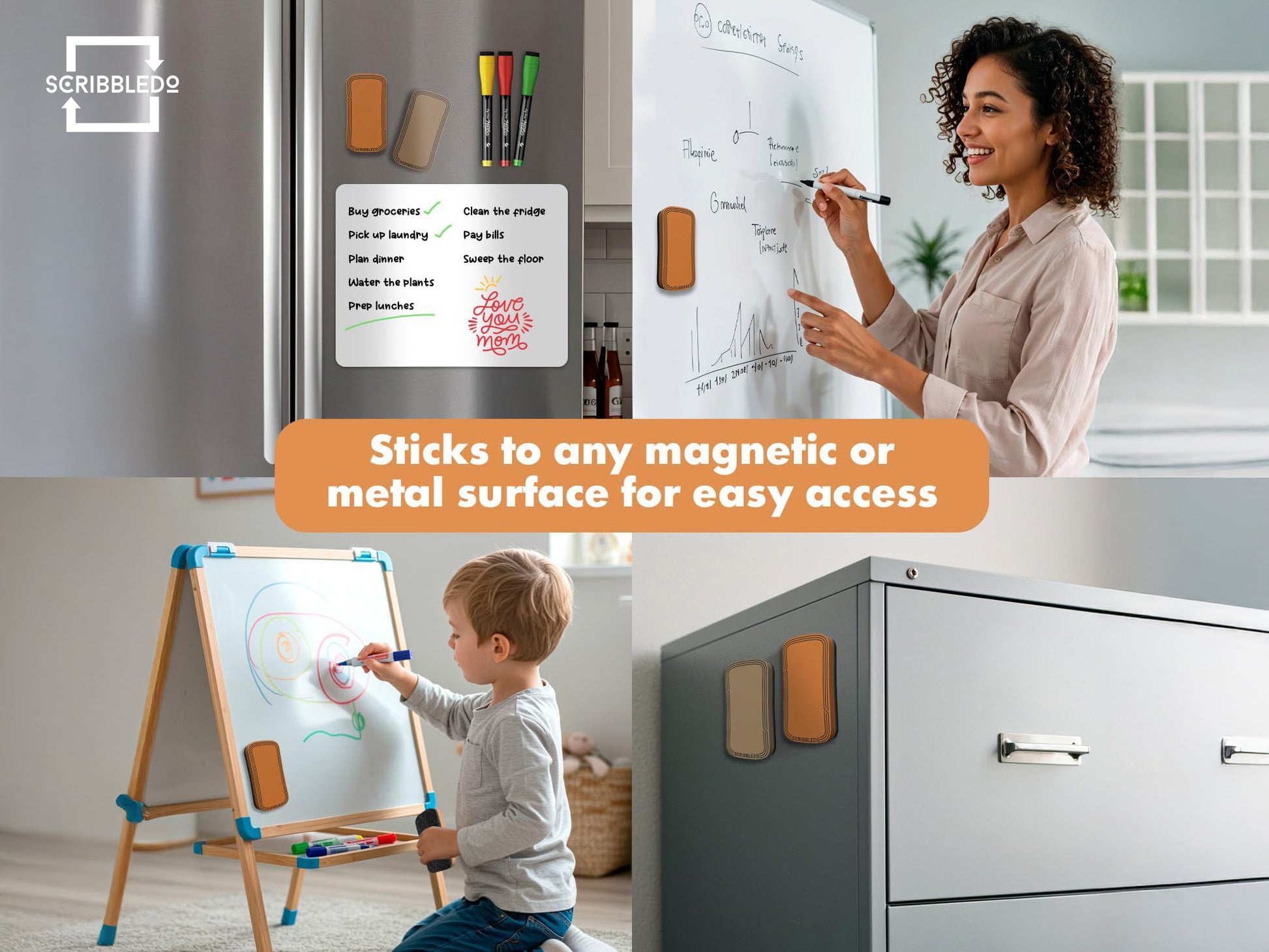 2 Pack Brown Boho Magnetic Dry Erase Erasers