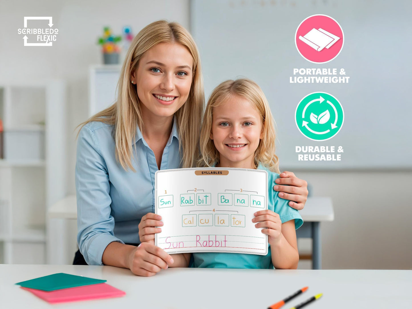 Sounds& Blends / Syllables Flexic Dry Erase Sheets 9"x12" (10 pc)