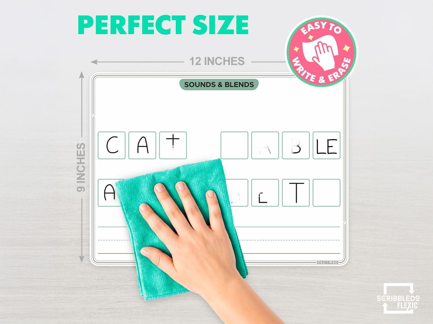 Sounds& Blends / Syllables Flexic Dry Erase Sheets 9"x12" (10 pc)