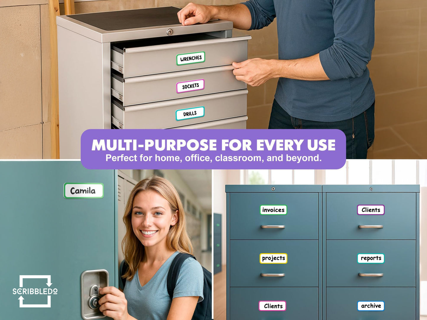 30 Pack Dry Erase Magnetic Labels – 3.1” x 1.2” Writable Strips Color Outline