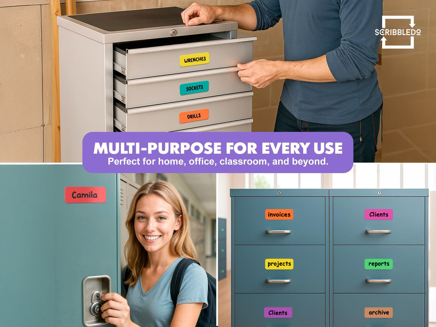 30 Pack Dry Erase Magnetic Labels – 3.1” x 1.2” Colored Writable Strips