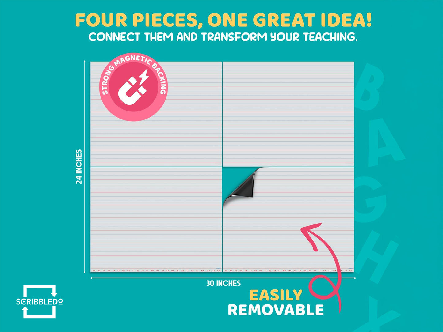 24"x30" Giant Dry Erase Writing Magnet – Classroom Whiteboard Teaching Aid