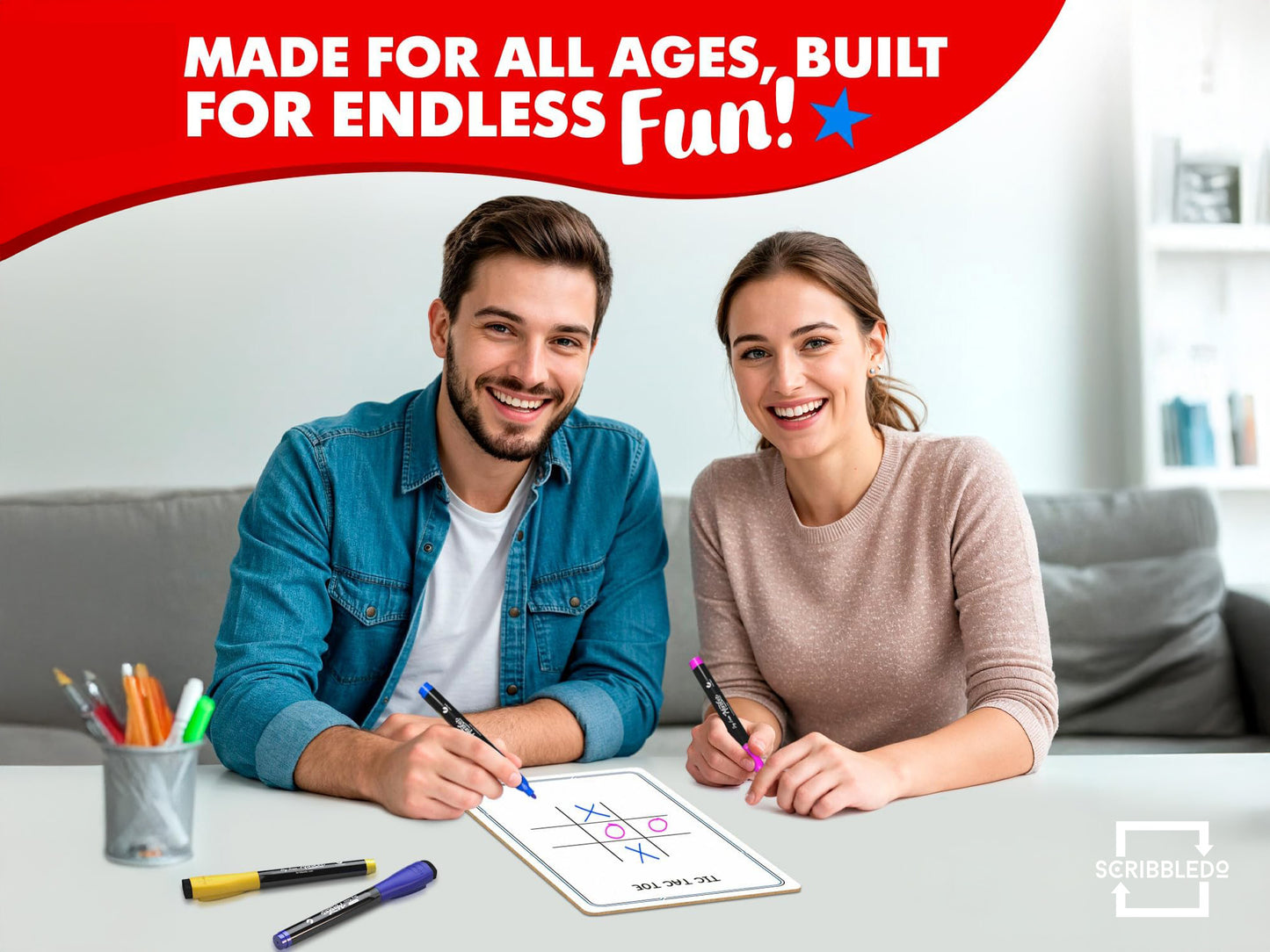 Tic Toc Toe Dry Erase Board – 9x6 Reusable Whiteboard Game