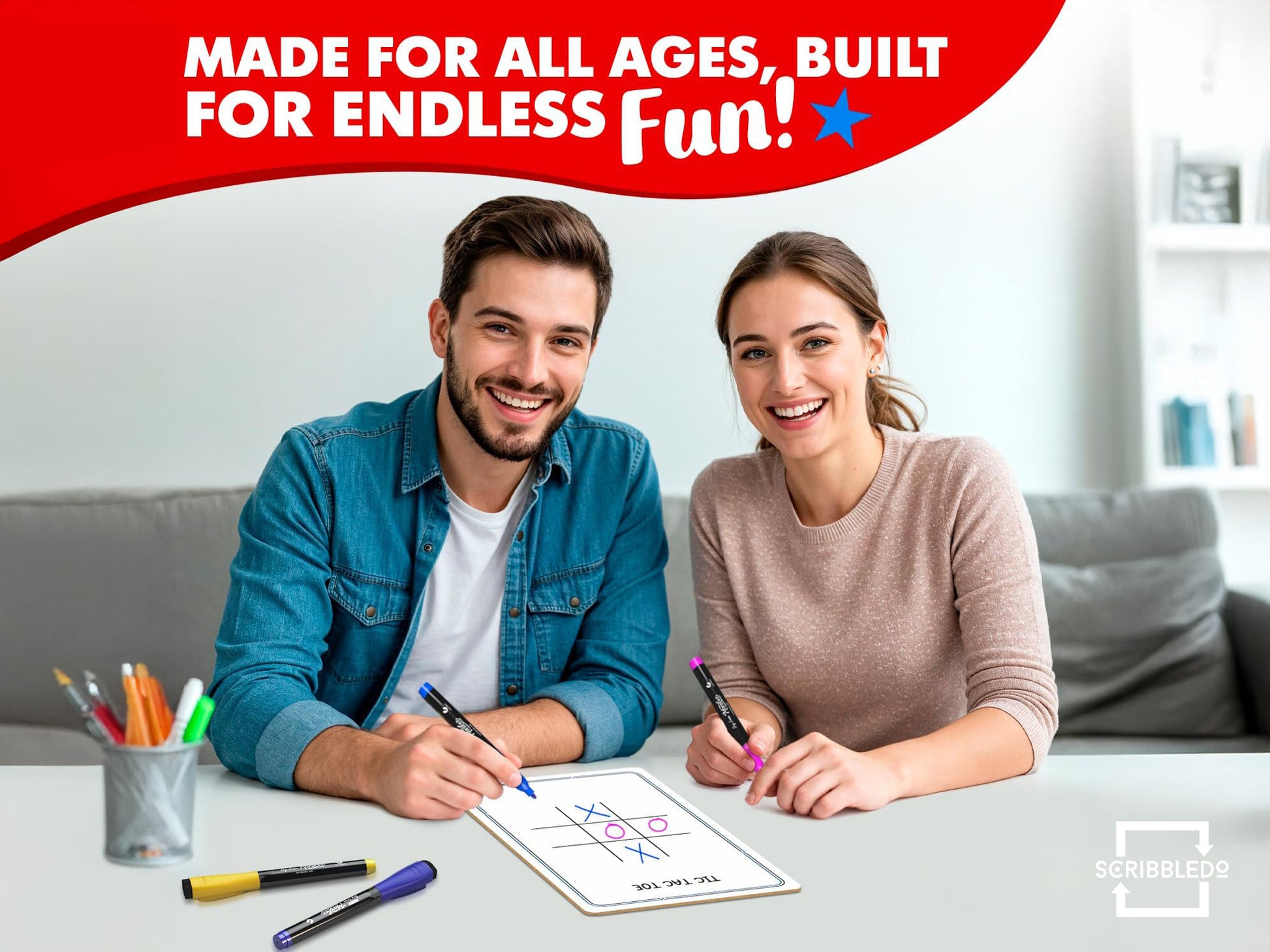 Tic Tac Toe Dry Erase Board – 9x6 Reusable Whiteboard Game