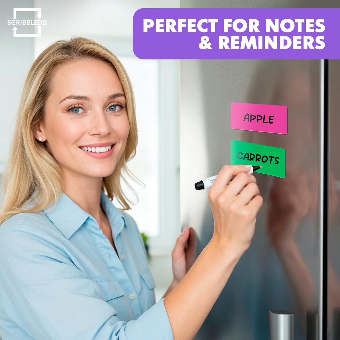 Dry Erase Colorful Magnetic Labels 3.1" x 1.2" 10 Pk