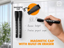 Extra Fine Tip Black Dry Erase Markers 4 Pack with Magnetic Cap and Eraser Tip