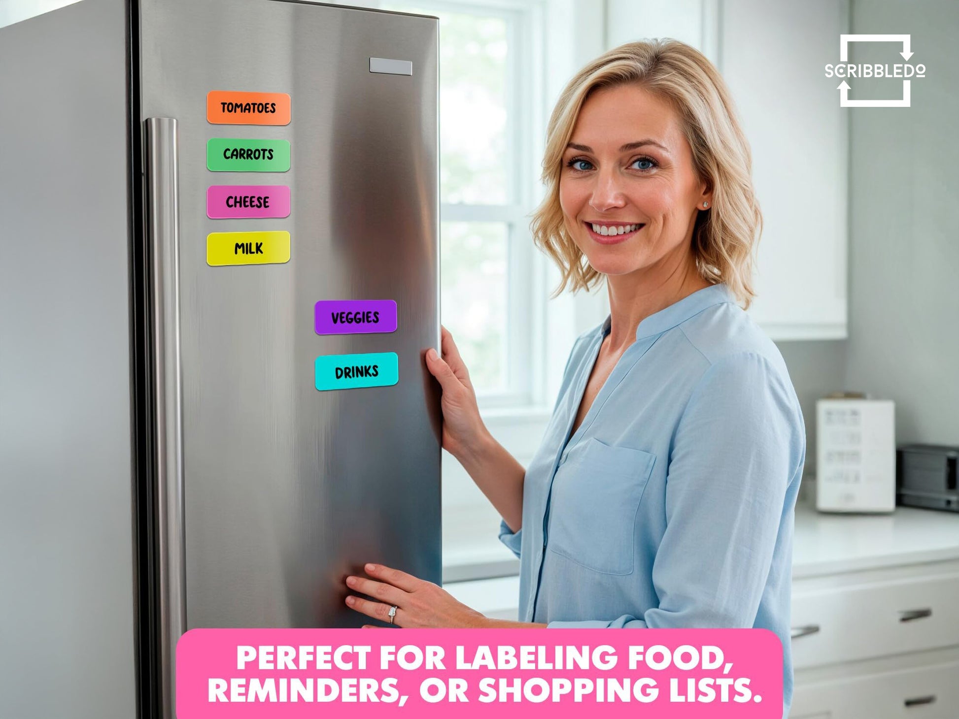 30 Pack Dry Erase Magnetic Labels – 3.1” x 1.2” Colored Writable Strips