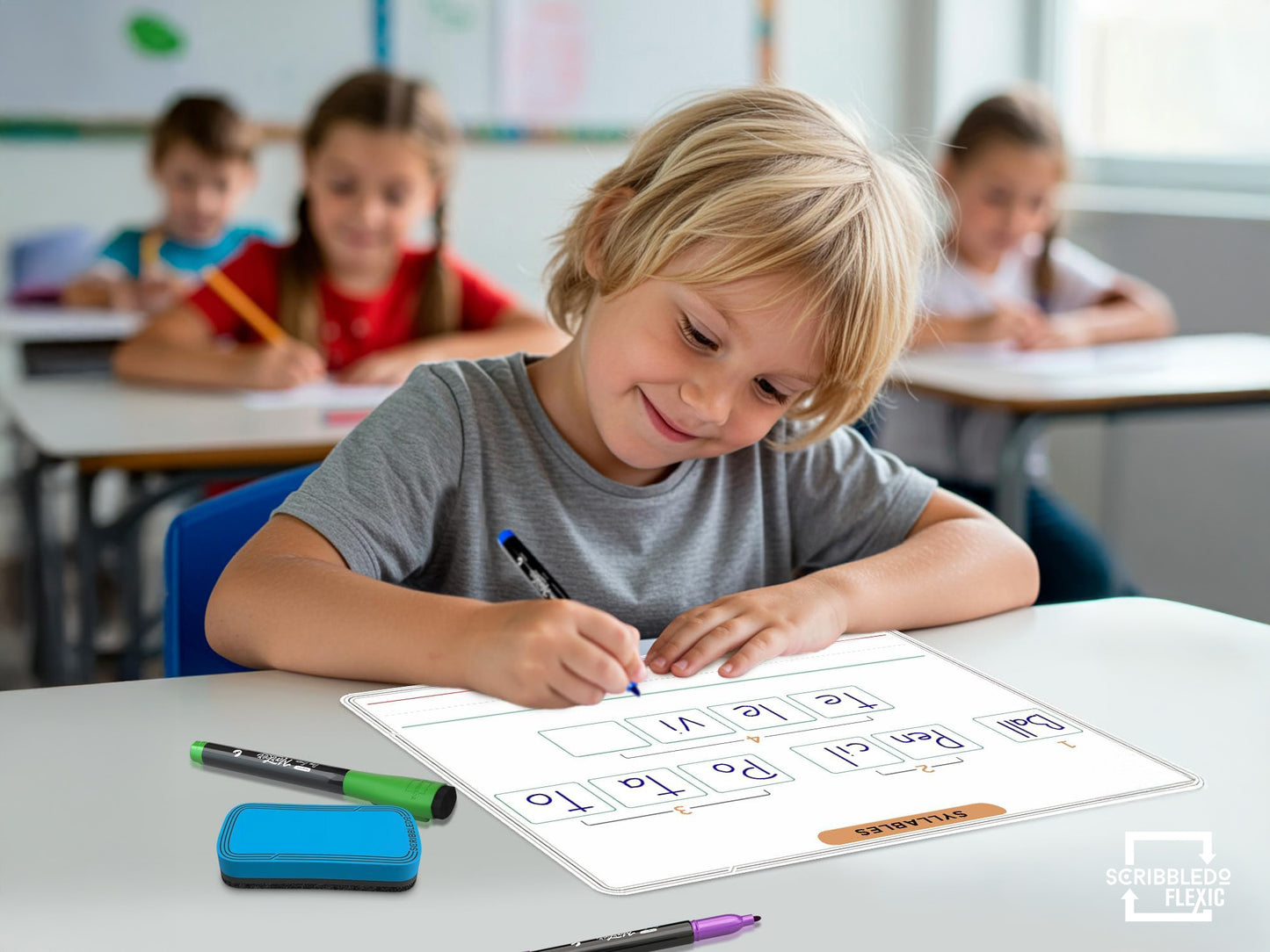 Sounds& Blends / Syllables Flexic Dry Erase Sheets 9"x12" (10 pc)