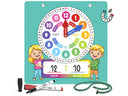 Interactive Dry Erase Teaching Clock - 2 Markers Included