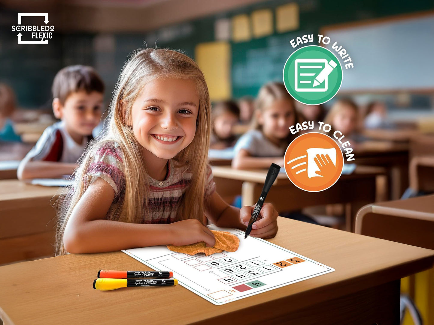 Division Practice Flexic Dry Erase Sheet 11"x14" - 2 Digit Divisor (10 pc)