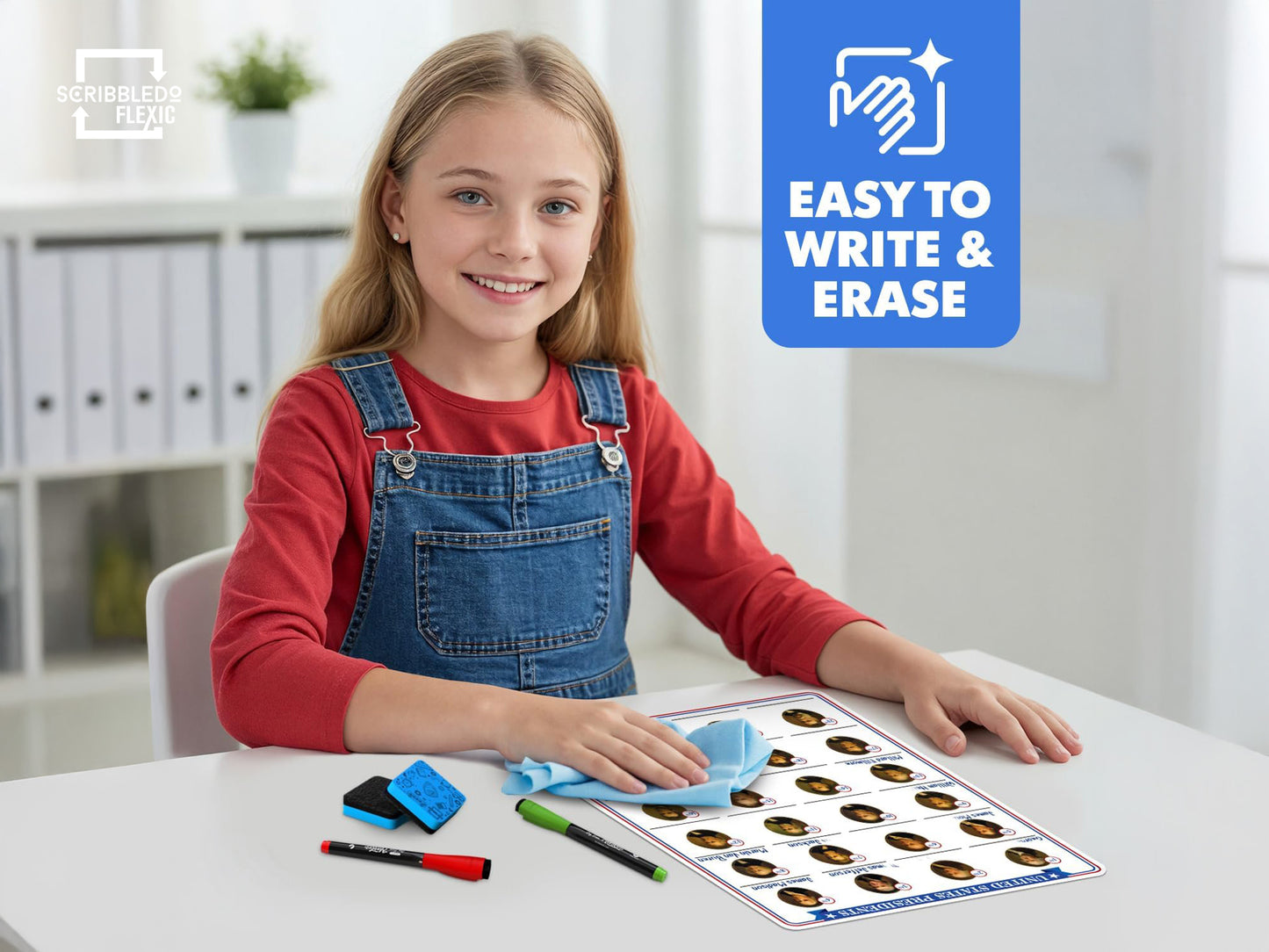 US Presidents Practice Flexic Dry Erase Sheet 11"x14" (10 pc)