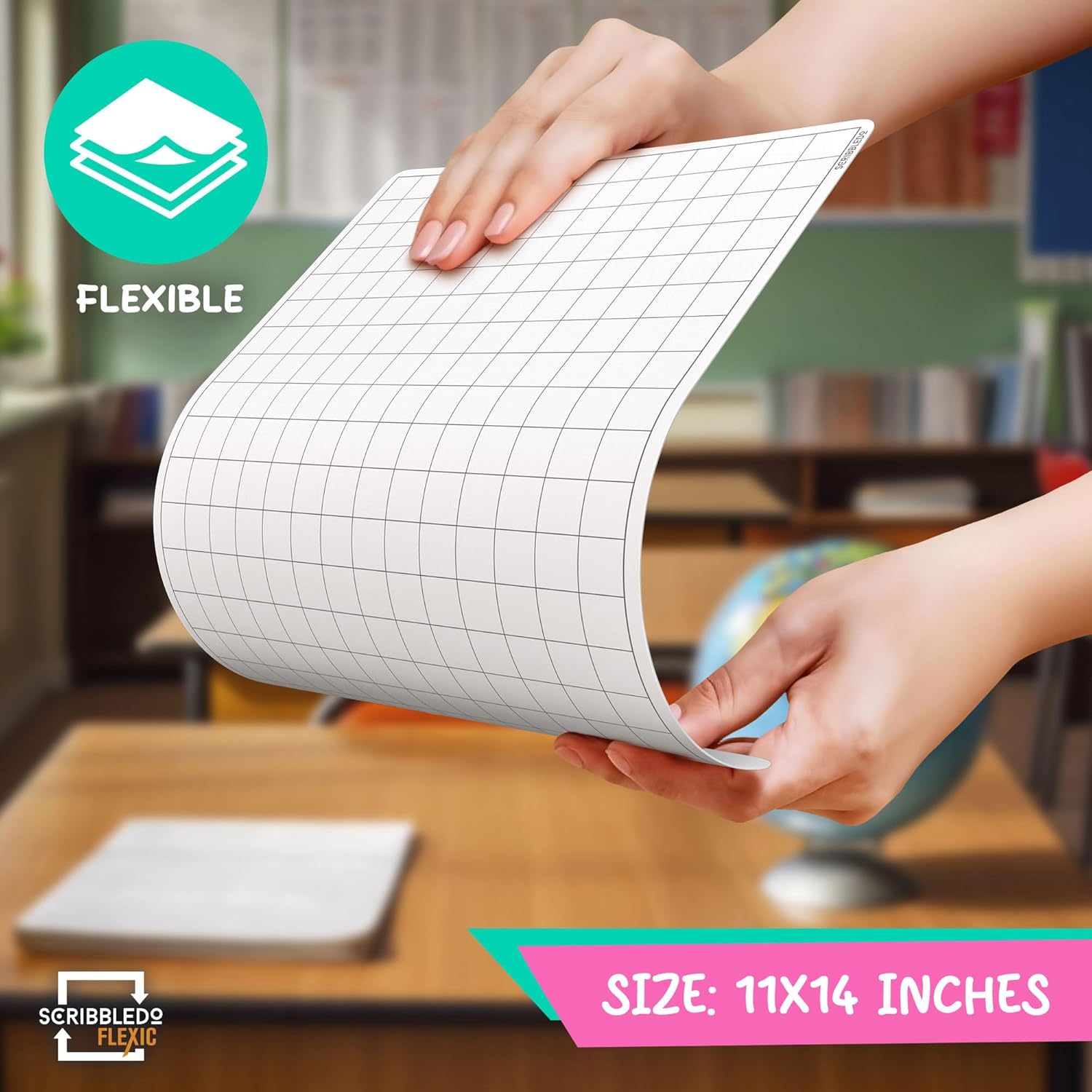 Large Grid Math Practice Flexic Dry Erase Sheet 11"x14" (10 pc)