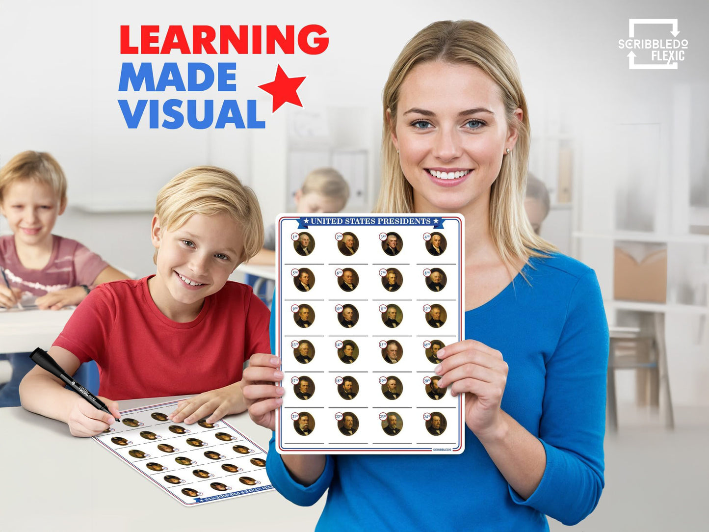 US Presidents Practice Flexic Dry Erase Sheet 11"x14" (10 pc)