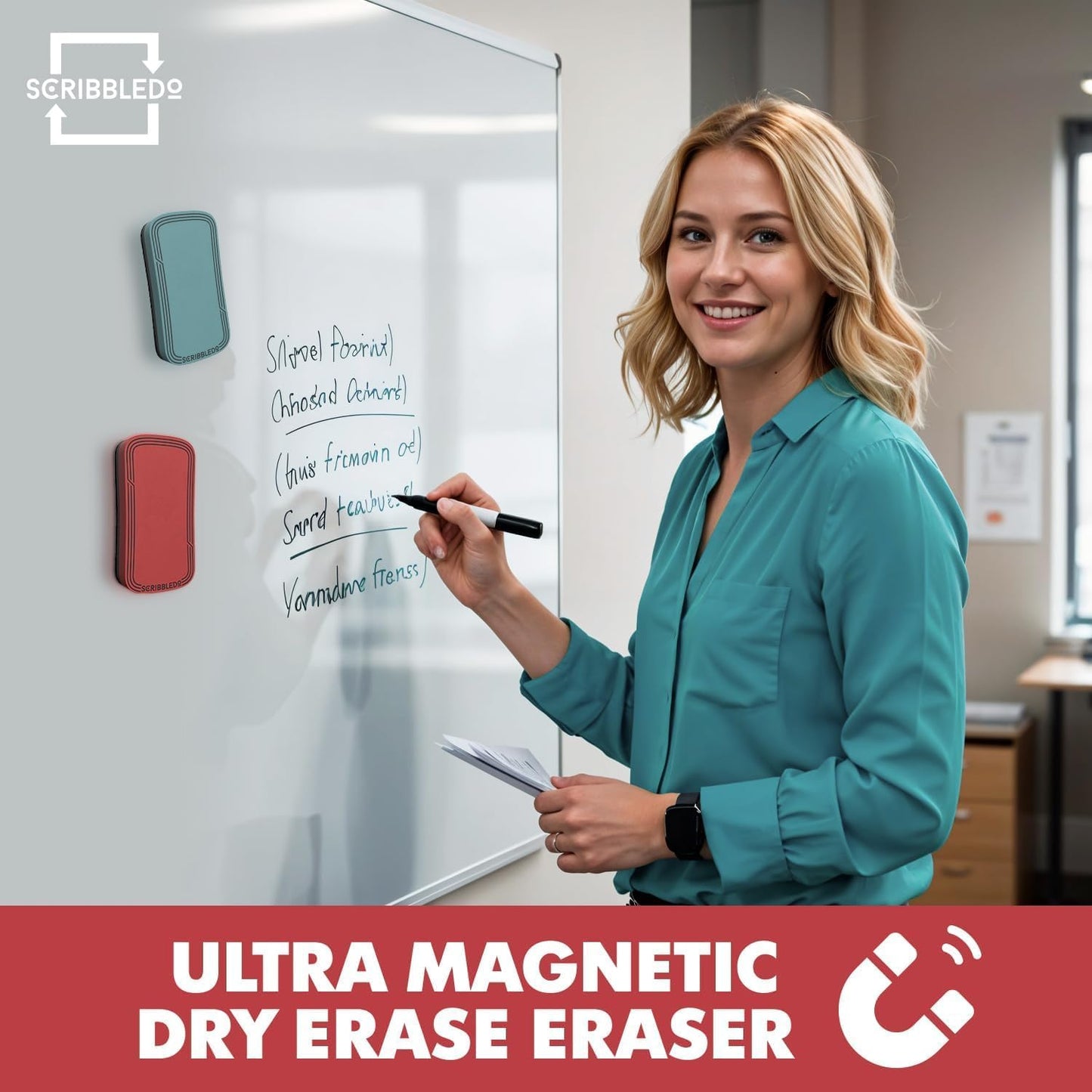 Boho Magnetic Dry Erase Eraser 2x4 Inch 4 Pack