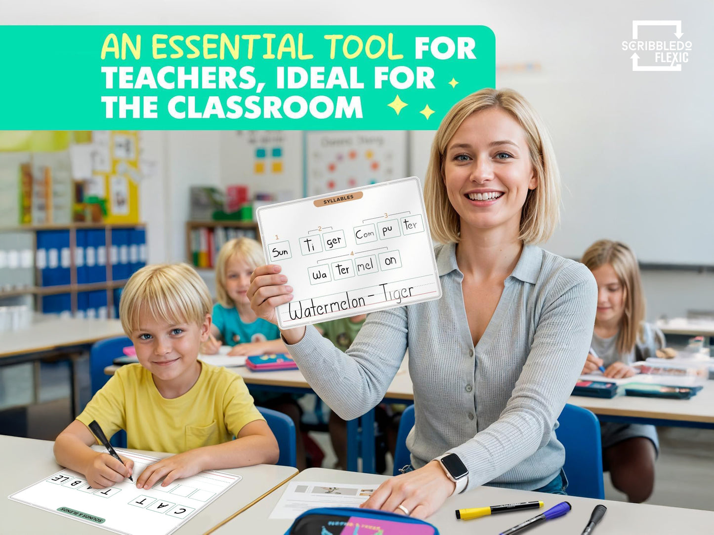 Sounds& Blends / Syllables Flexic Dry Erase Sheets 9"x12" (10 pc)