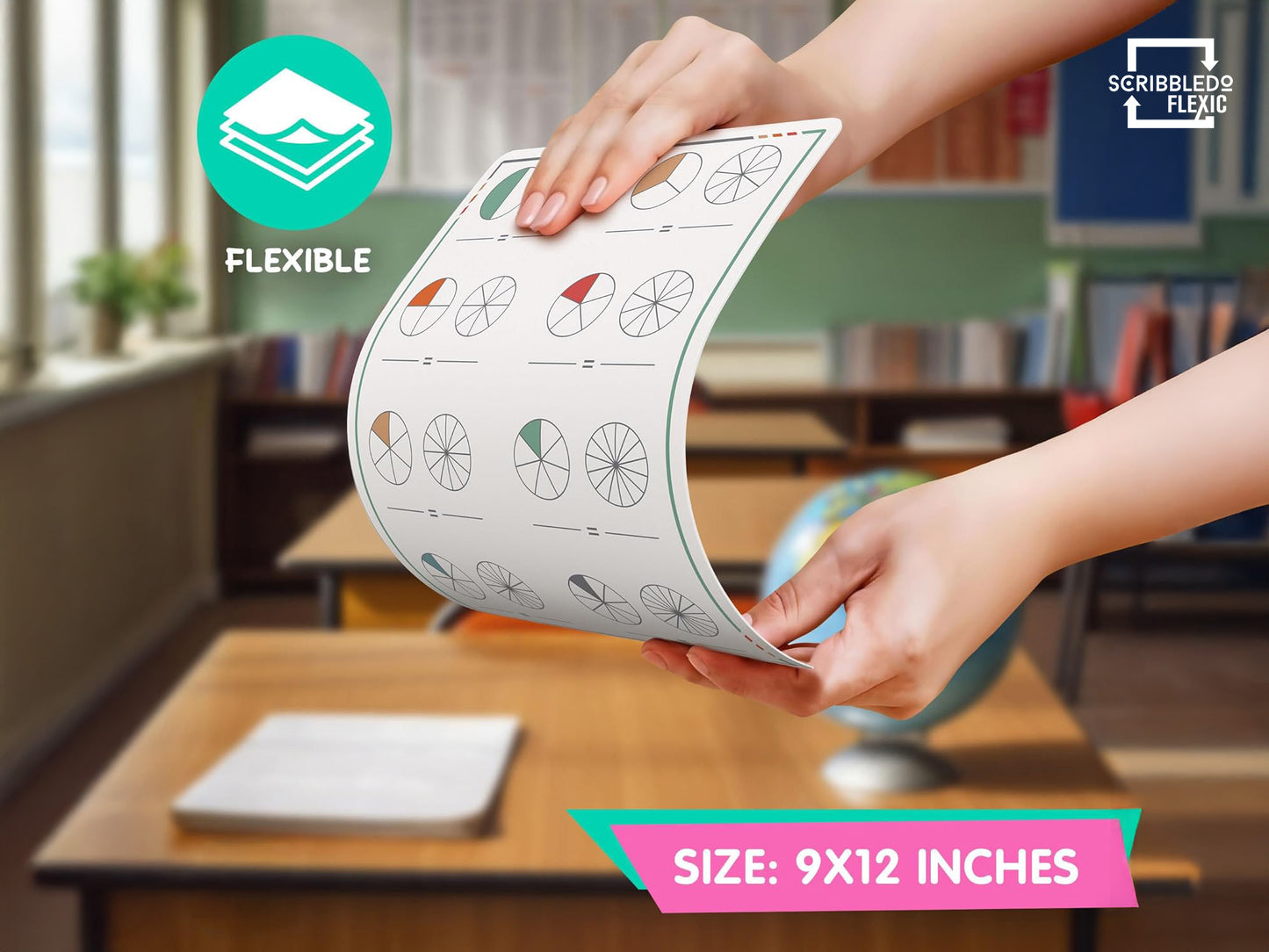 Fractions Practice Flexic Dry Erase Sheet 9"x12" (10 pc)