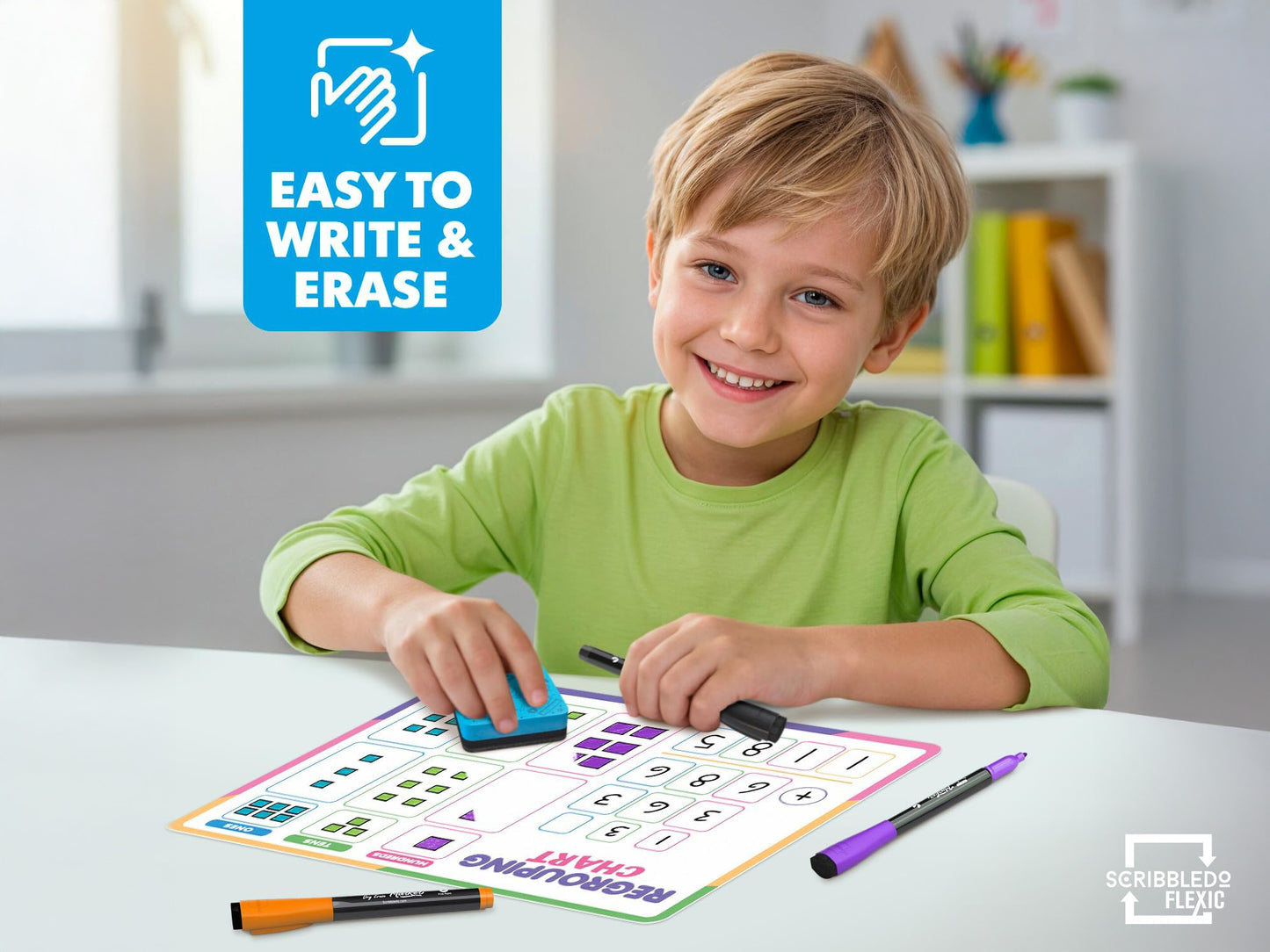 Regrouping Place Value Chart Flexic Dry Erase Sheet 9"x12" (10 pc)