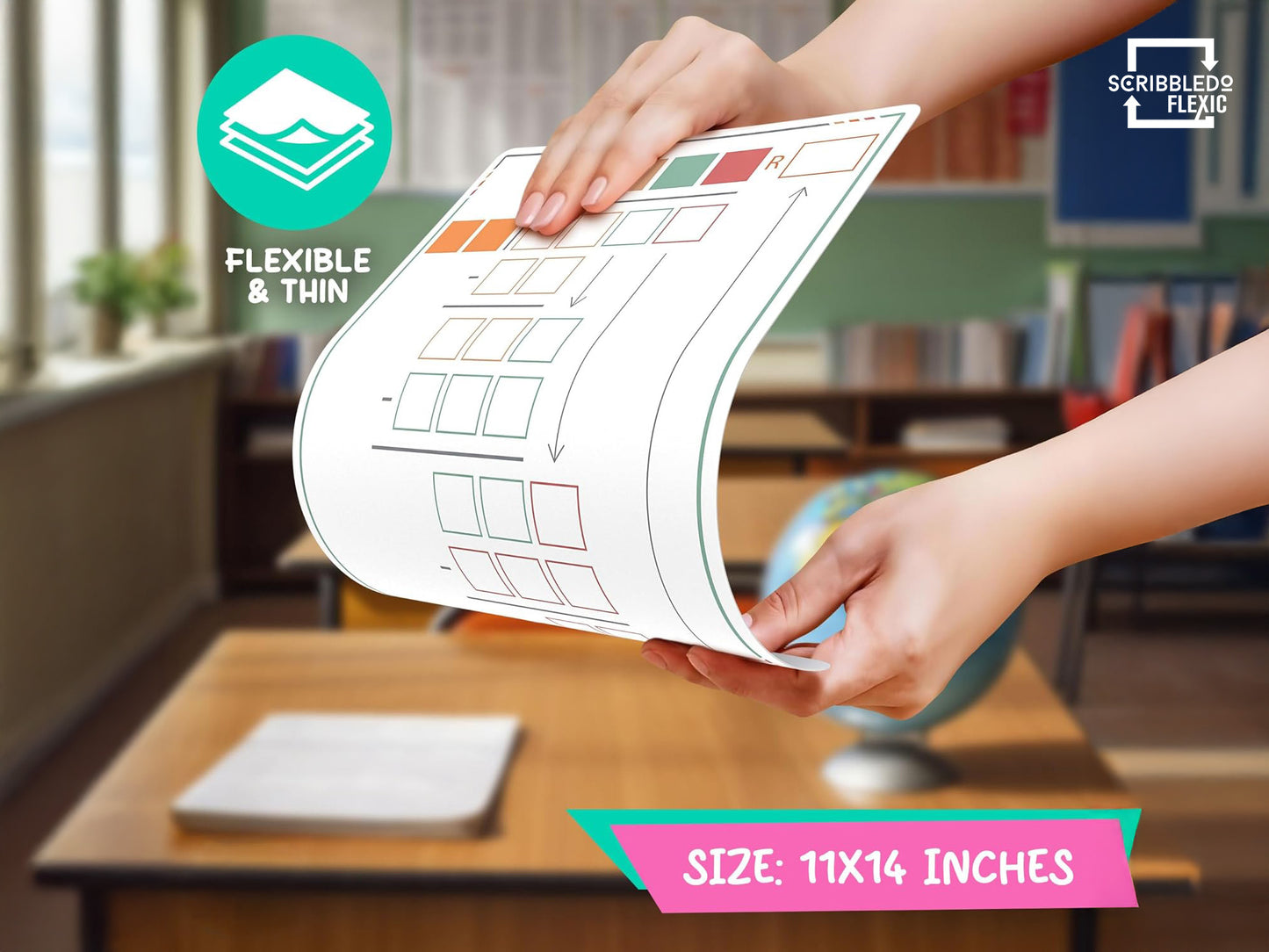 Division Practice Flexic Dry Erase Sheet 11"x14" - 2 Digit Divisor (10 pc)