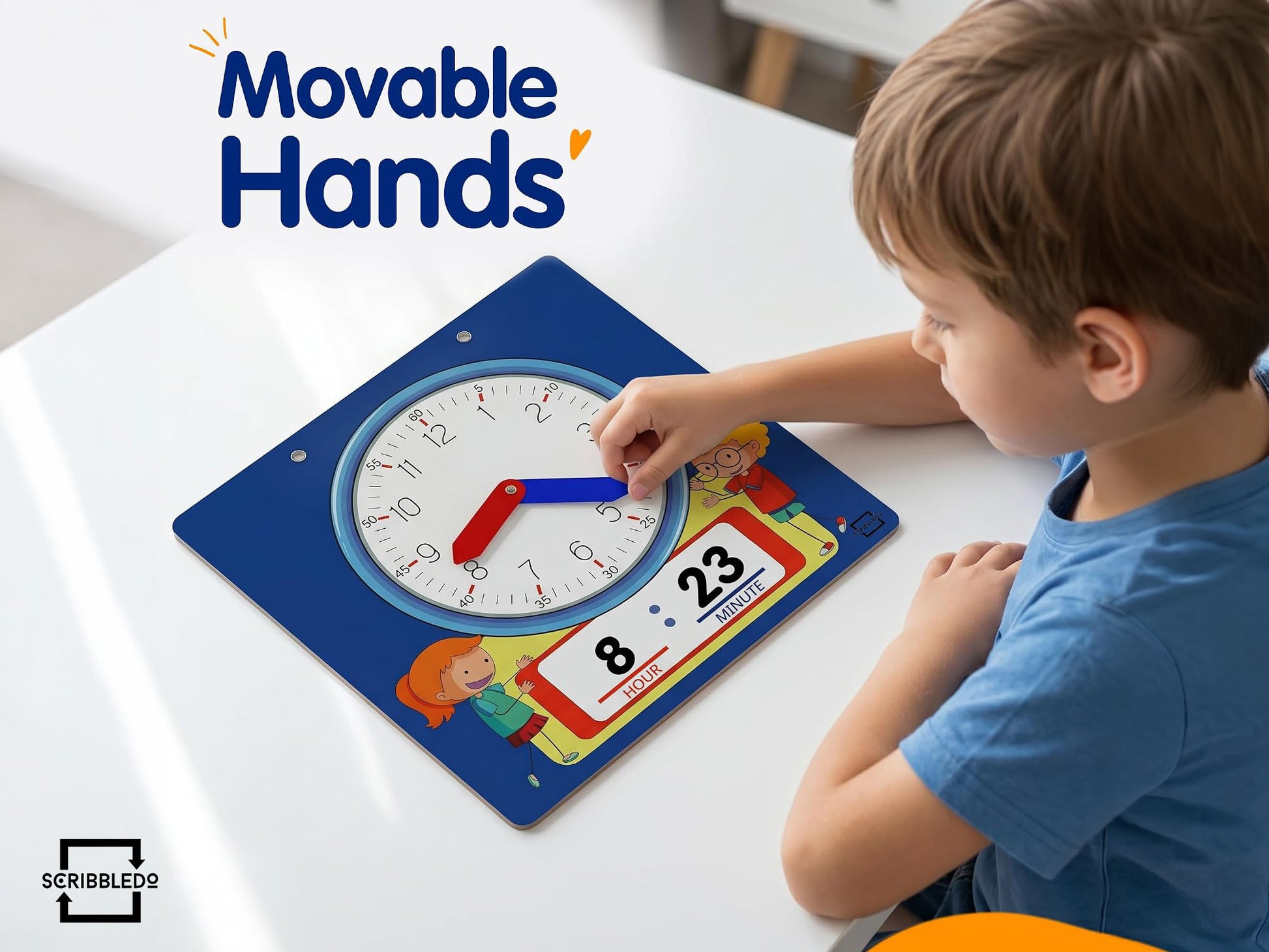 Writable Dry Erase Learning Clock - 2 Markers Included