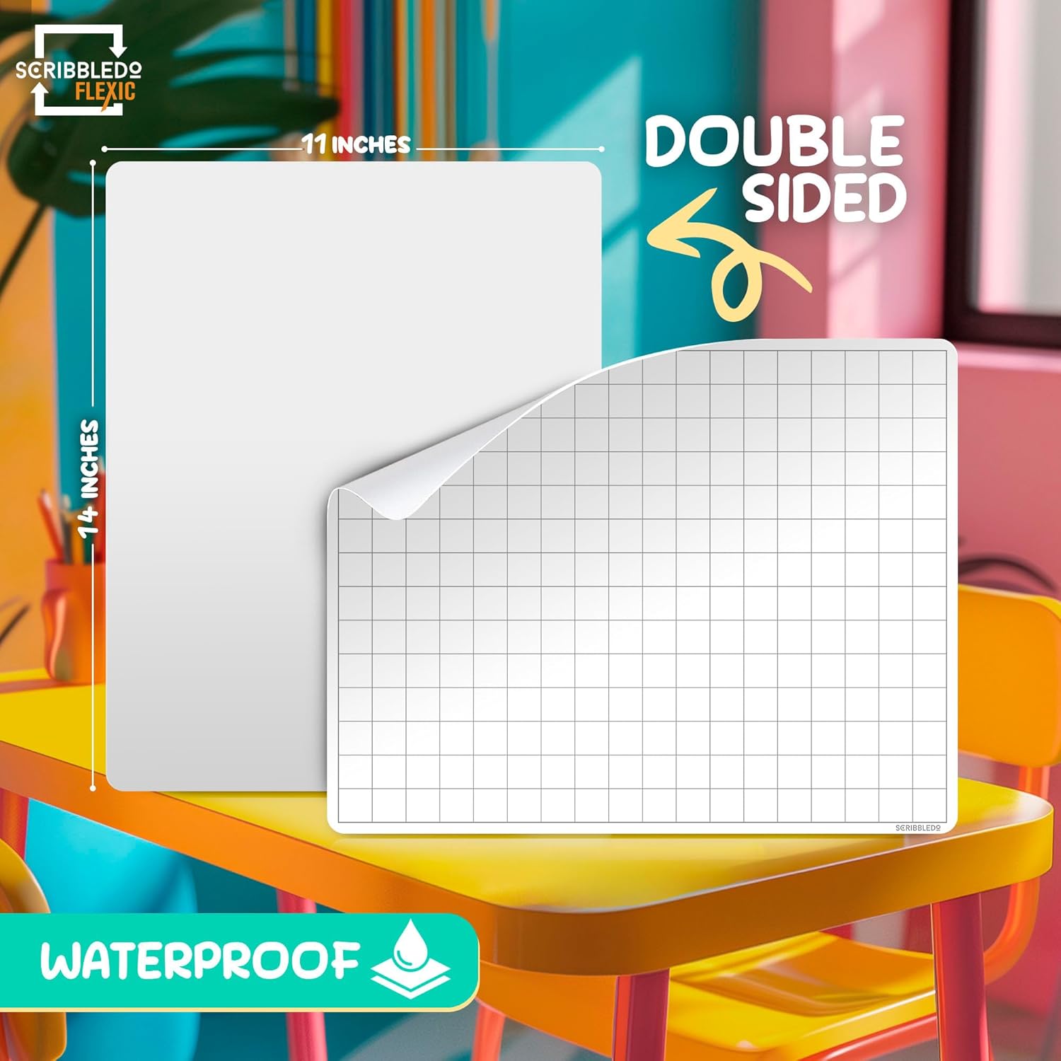 Large Grid Math Practice Flexic Dry Erase Sheet 11"x14" (10 pc)