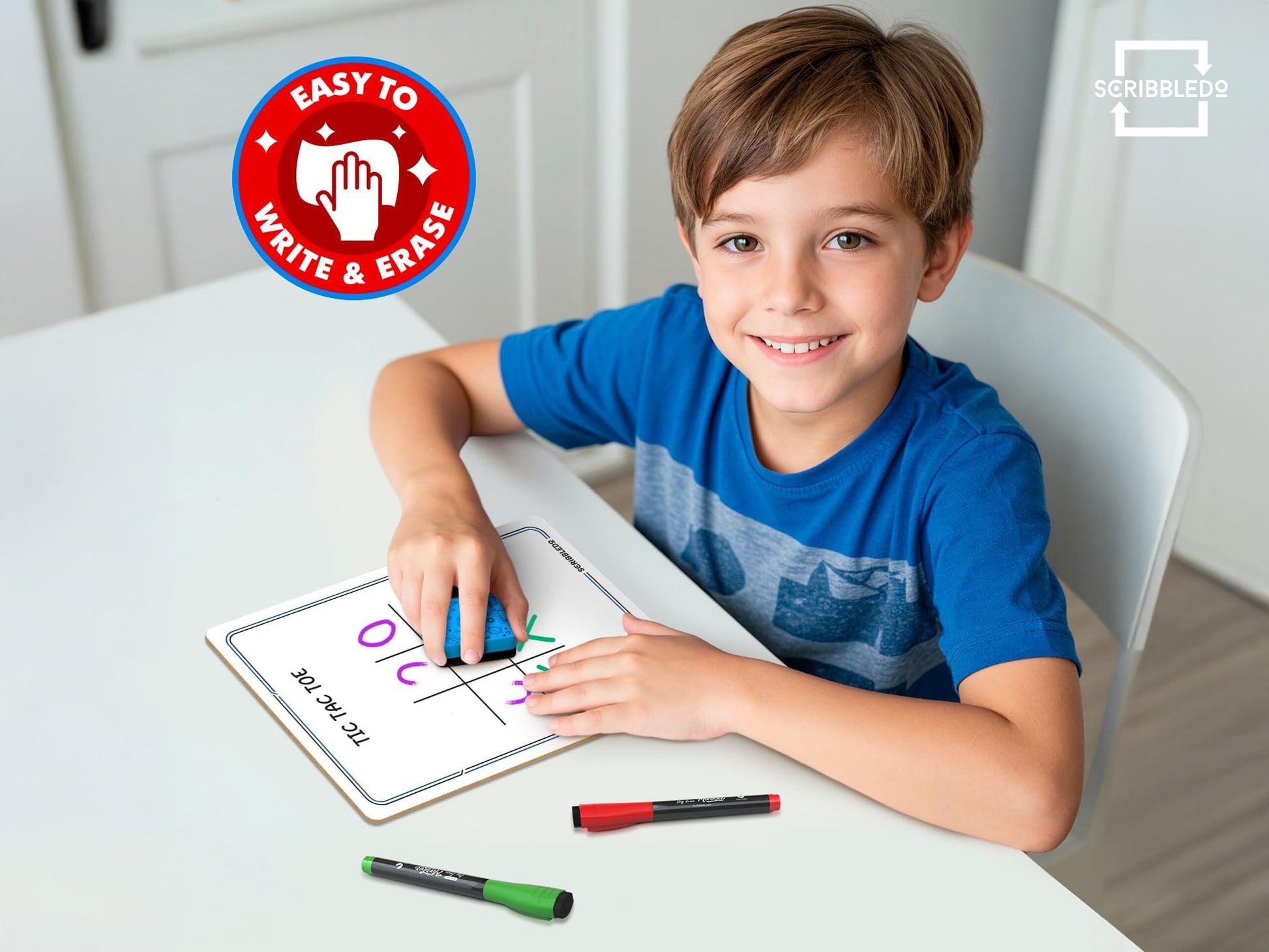 Tic Tac Toe Dry Erase Board – 9x6 Reusable Whiteboard Game