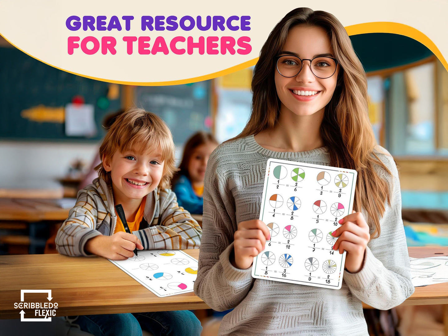 Fractions Practice Flexic Dry Erase Sheet 9"x12" (10 pc)