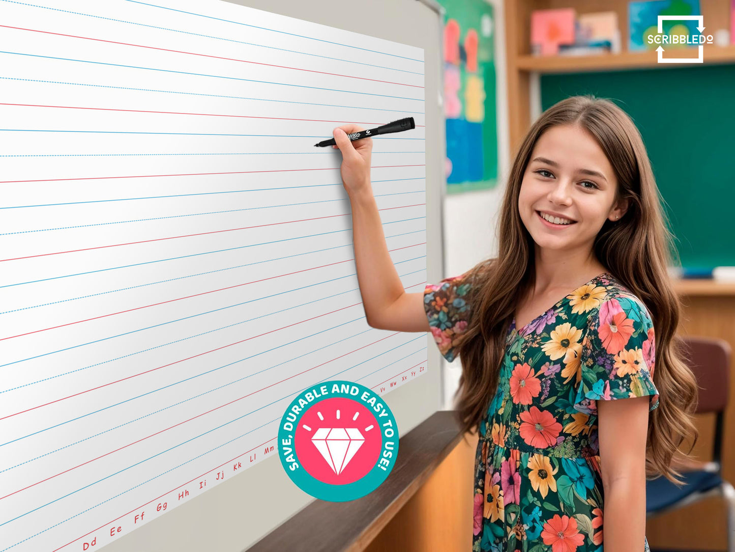 24"x30" Giant Dry Erase Writing Magnet – Classroom Whiteboard Teaching Aid