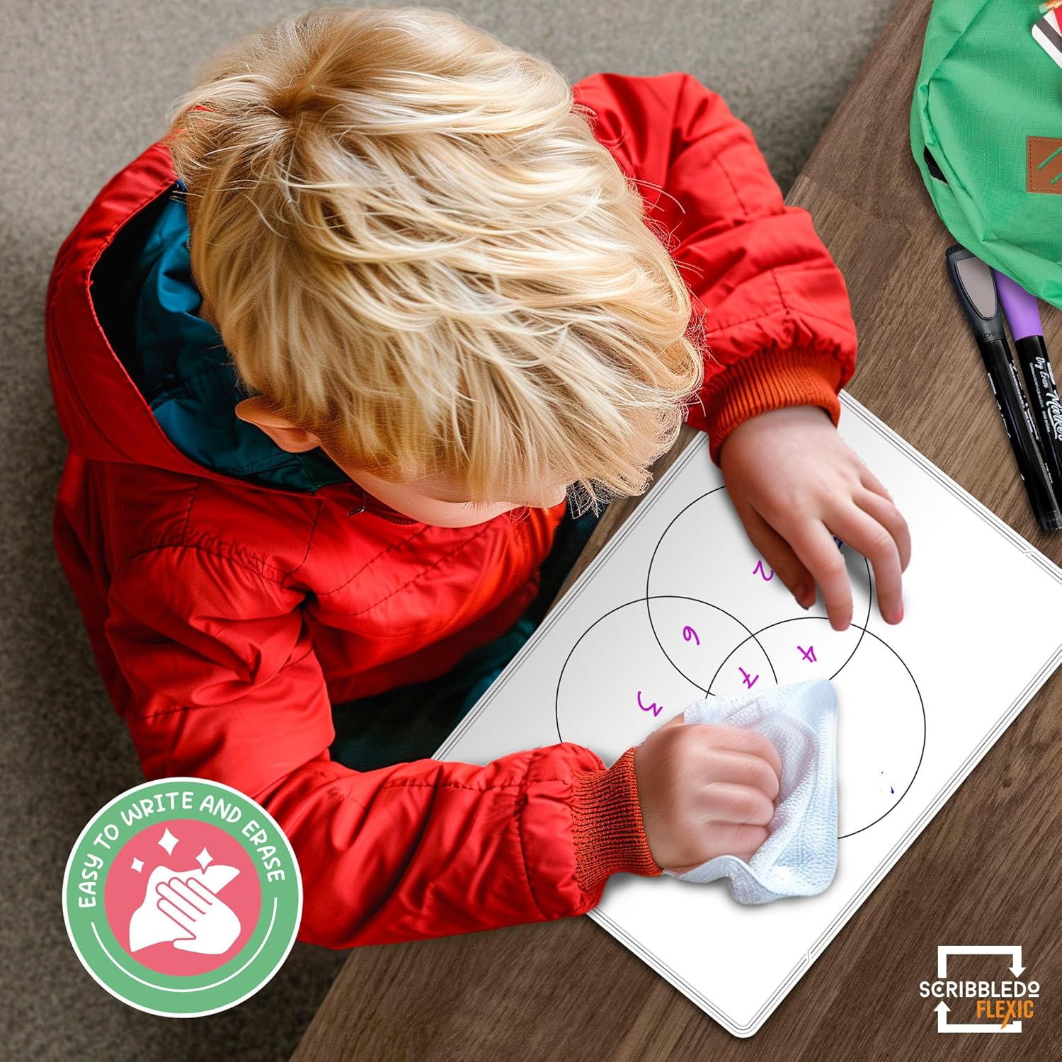 Venn Diagram Chart Practice Dry Erase Flexic Sheet 9"x12" (10 pc)