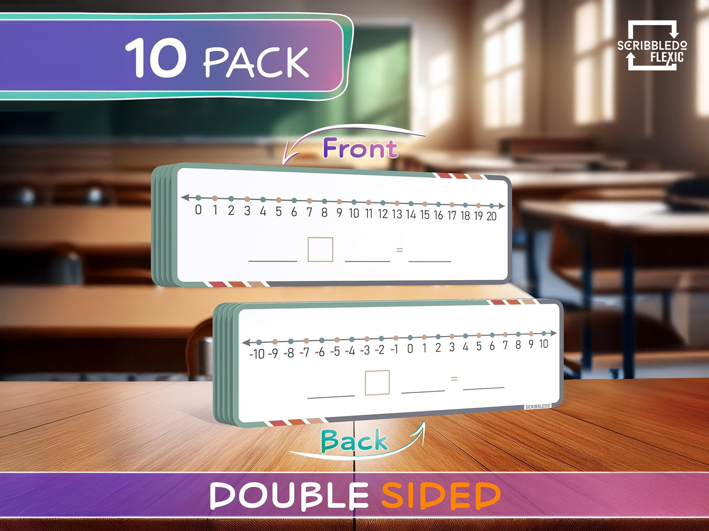 Dry Erase Flexic Negative Number Line 4"x12" (10 pc)