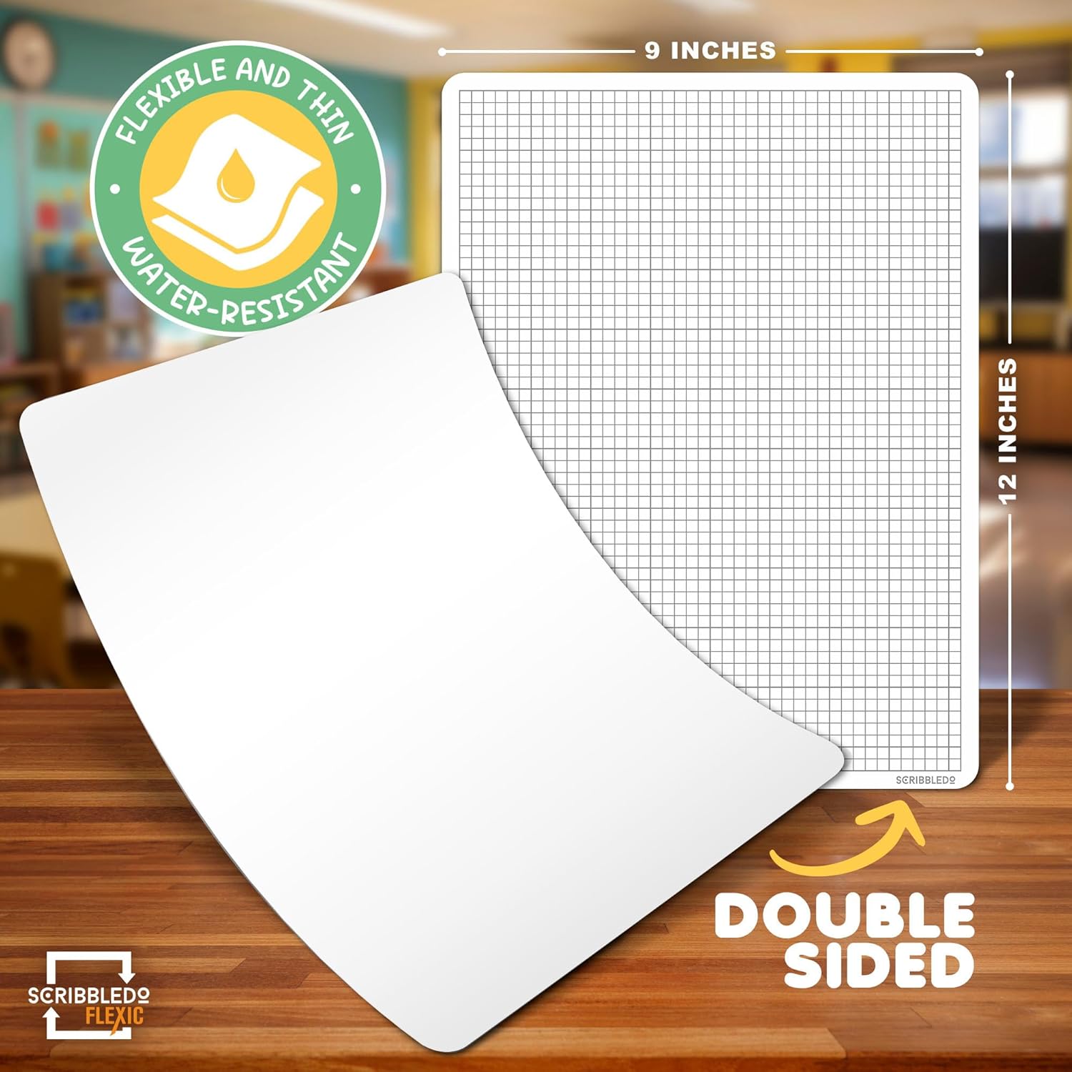 Small Grid Math Practice Flexic Dry Erase Sheet 9"x12" (10 pc)