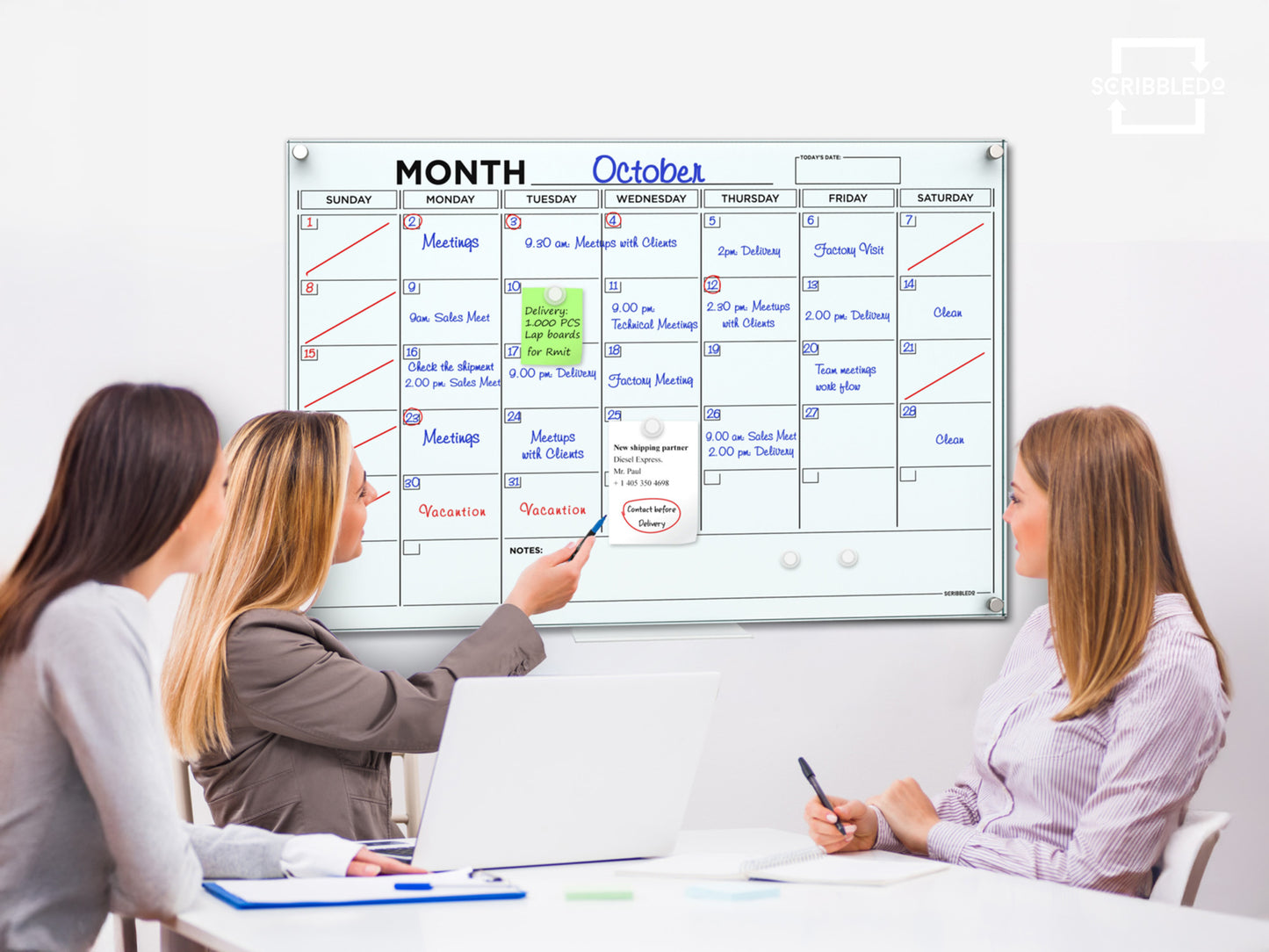Magnetic Glass Whiteboard Calendar 24"x36" Monthly Planner