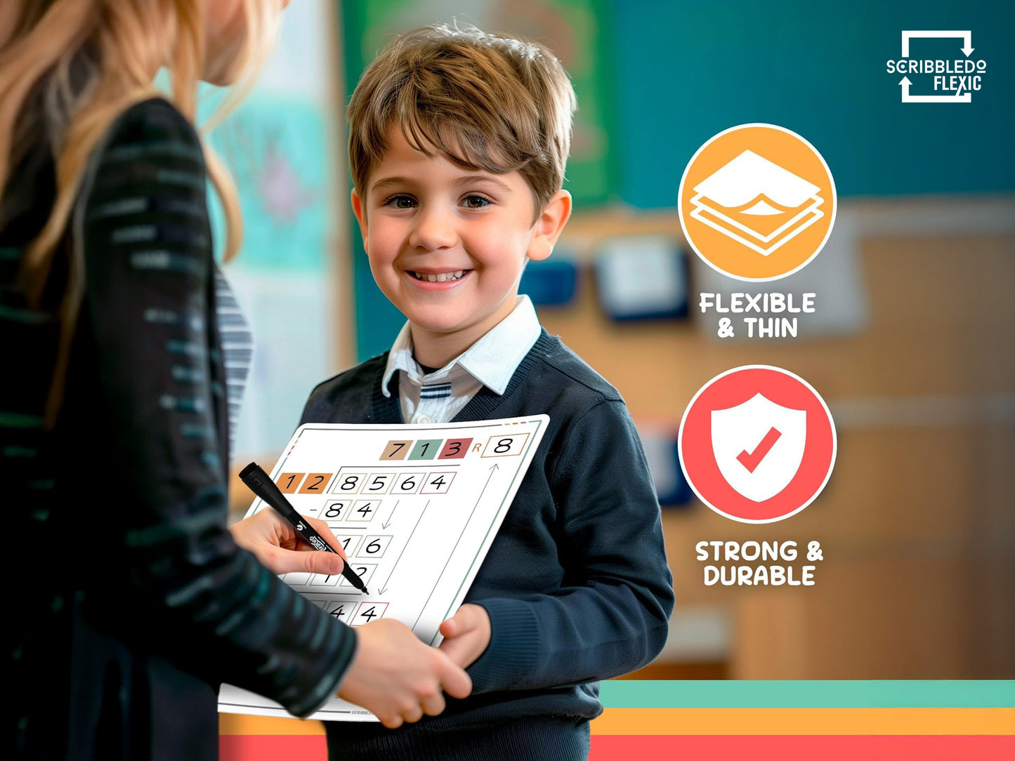 Division Practice Flexic Dry Erase Sheet 11"x14" - 2 Digit Divisor (10 pc)