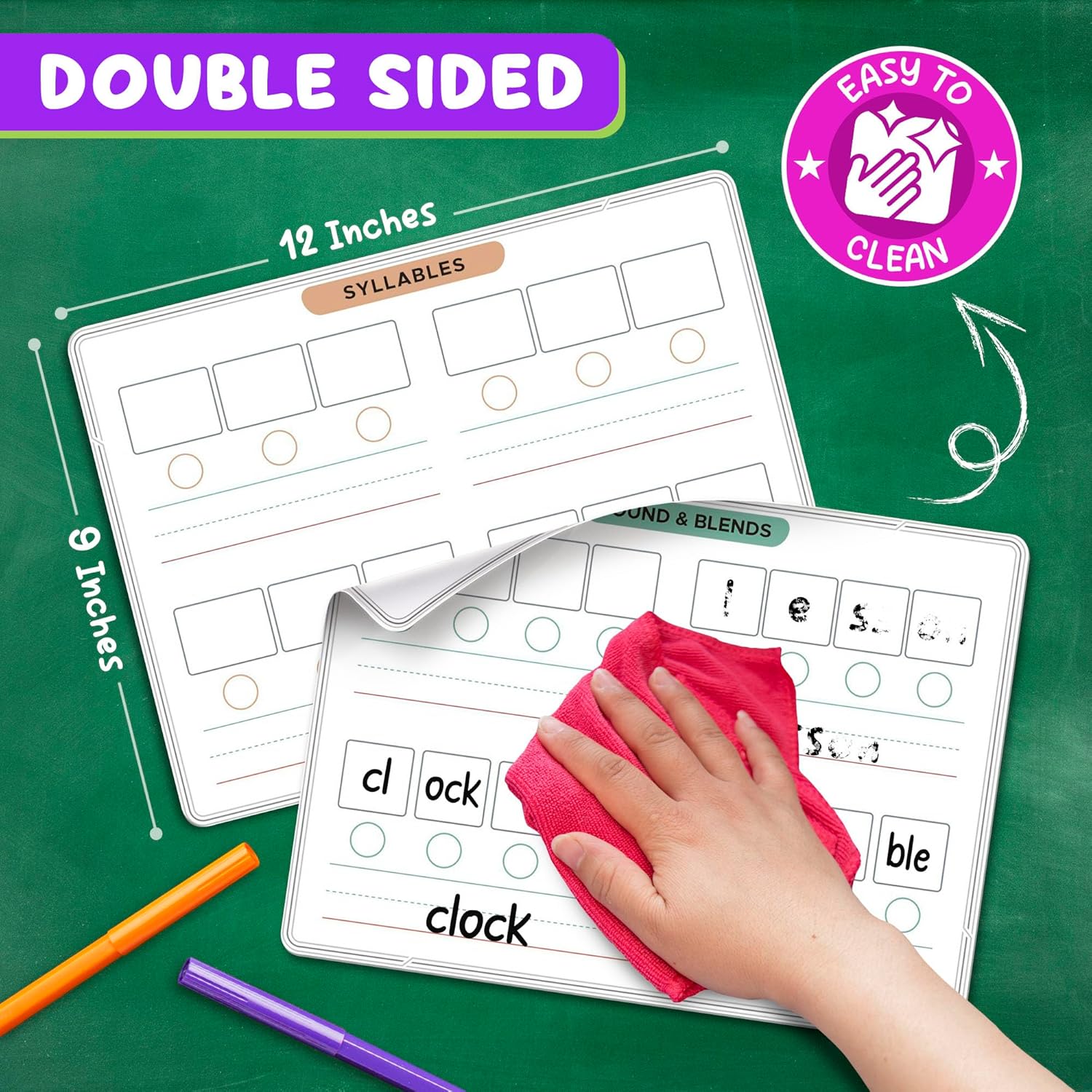 Phonics Practice Flexic Dry Erase Sheets 9"x12" (10 pc)
