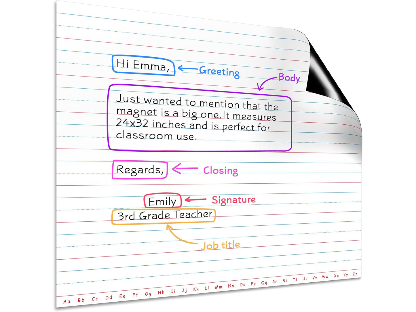 24"x30" Giant Dry Erase Writing Magnet – Classroom Whiteboard Teaching Aid