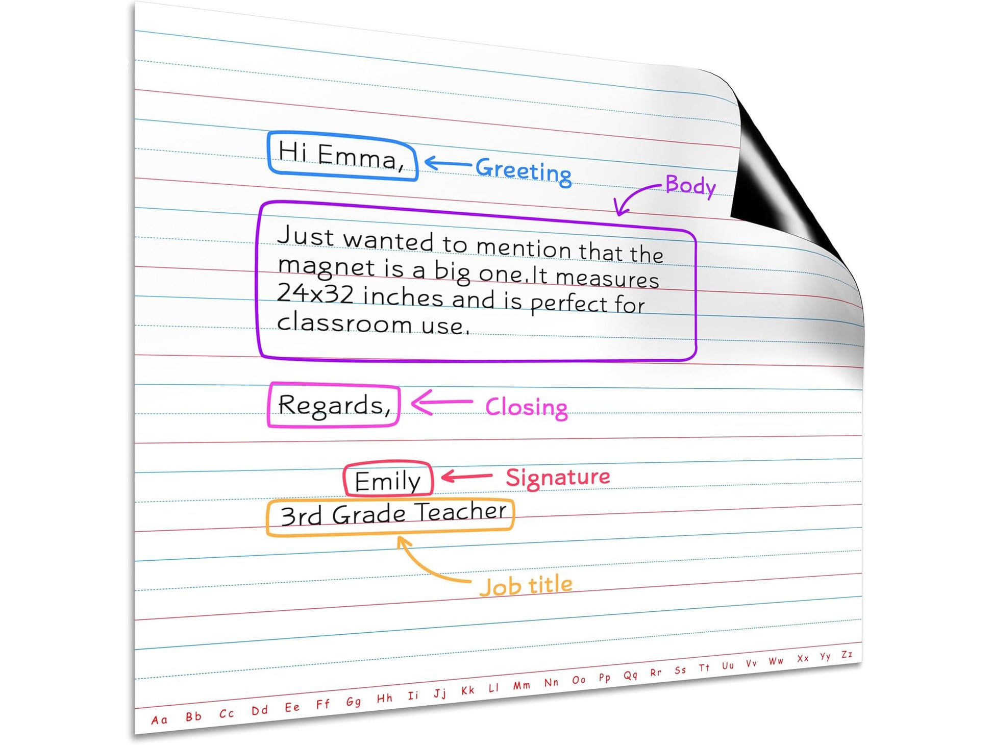 24"x30" Giant Dry Erase Writing Magnet – Classroom Whiteboard Teaching Aid