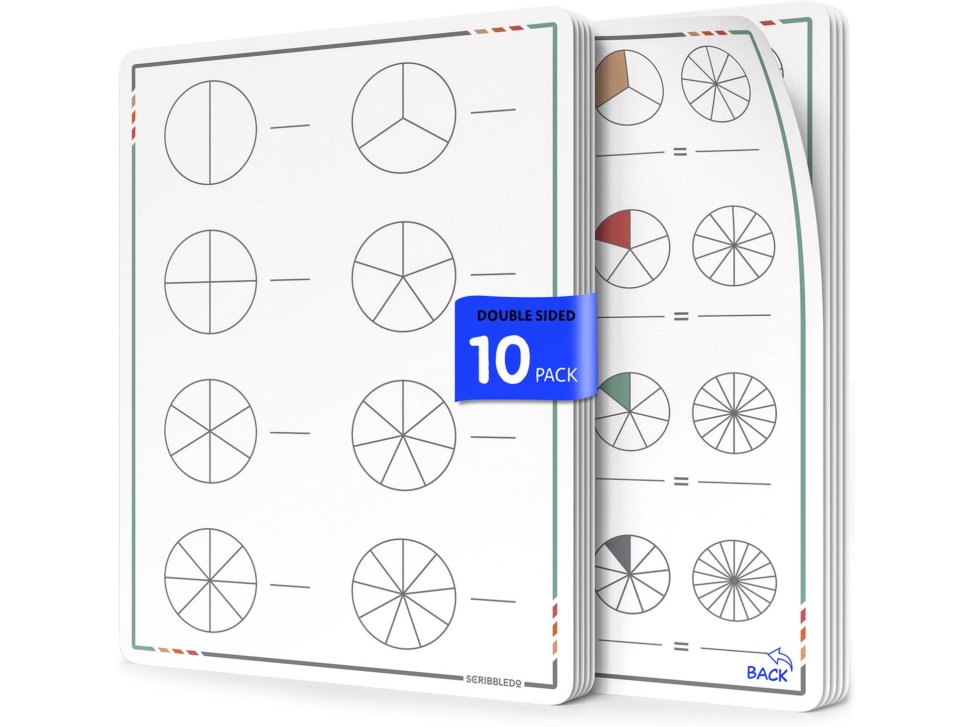 Fractions Practice Flexic Dry Erase Sheet 9"x12" (10 pc)