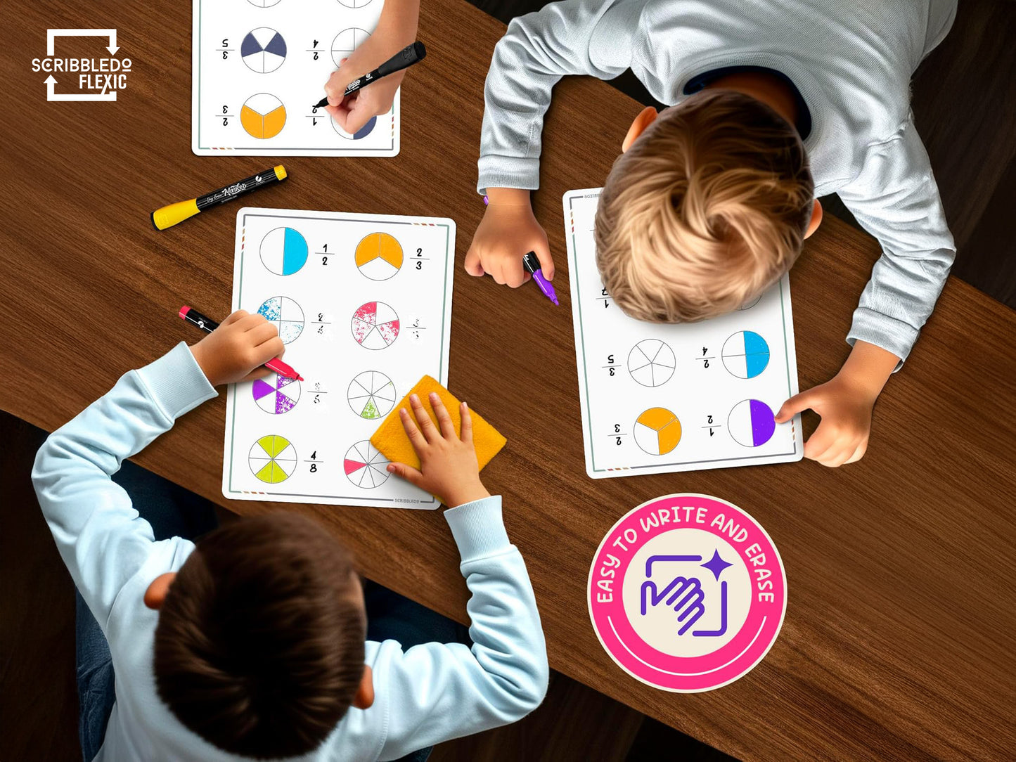 Fractions Practice Flexic Dry Erase Sheet 9"x12" (10 pc)