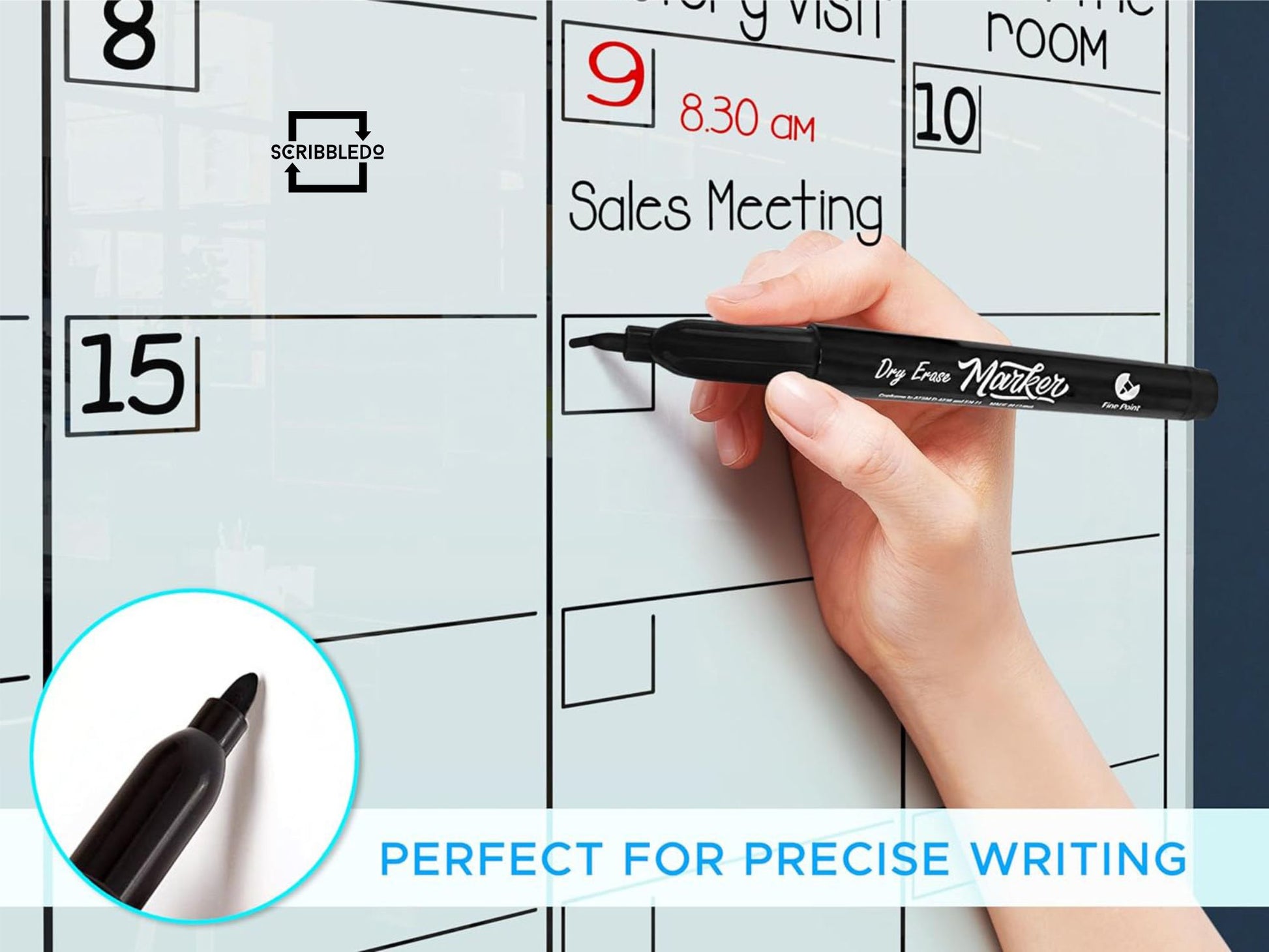 Magnetic Glass Whiteboard Calendar 18"x24" Monthly Planner