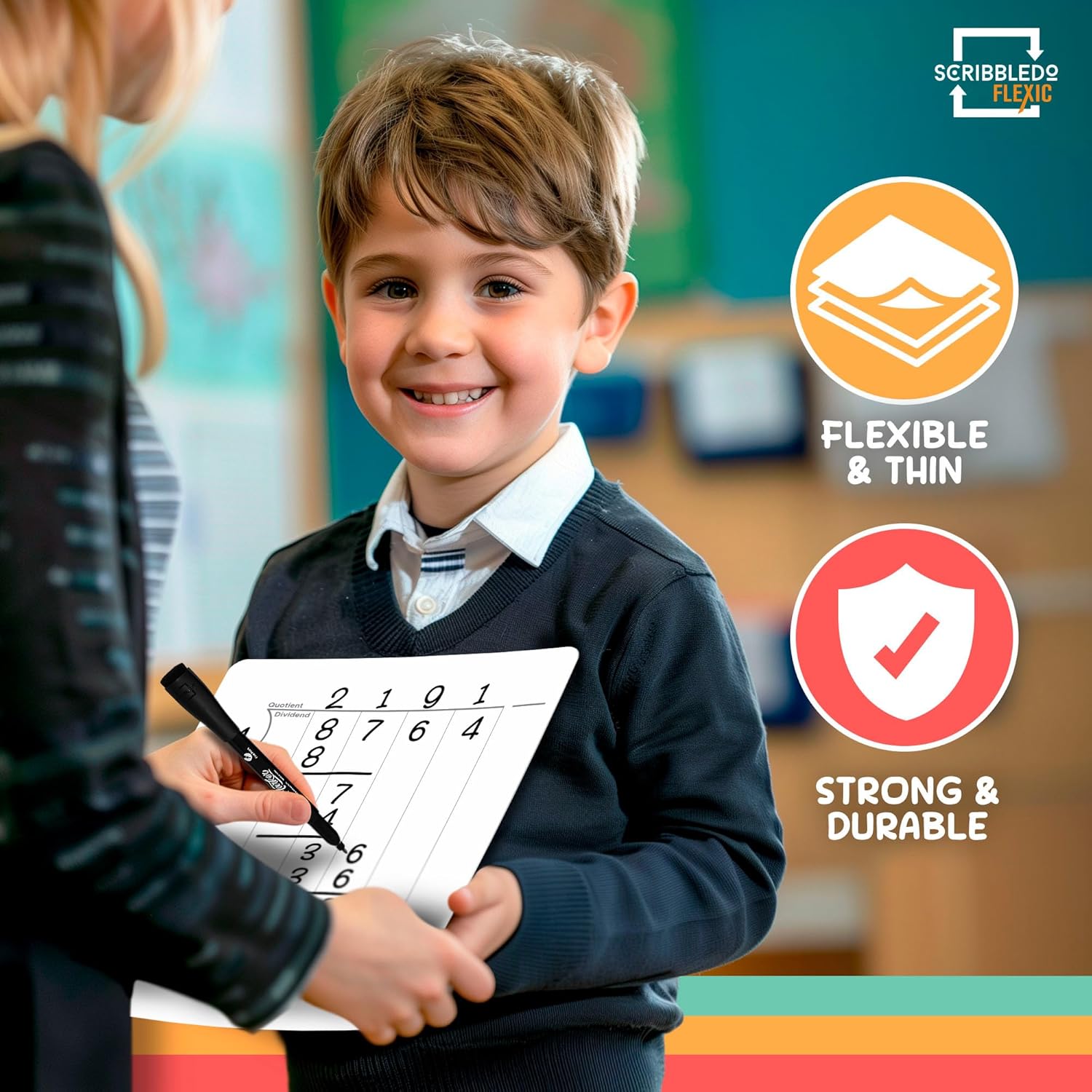 Division & Place Value Practice Dry Erase Flexic Sheet 9"x12" (10 pc)