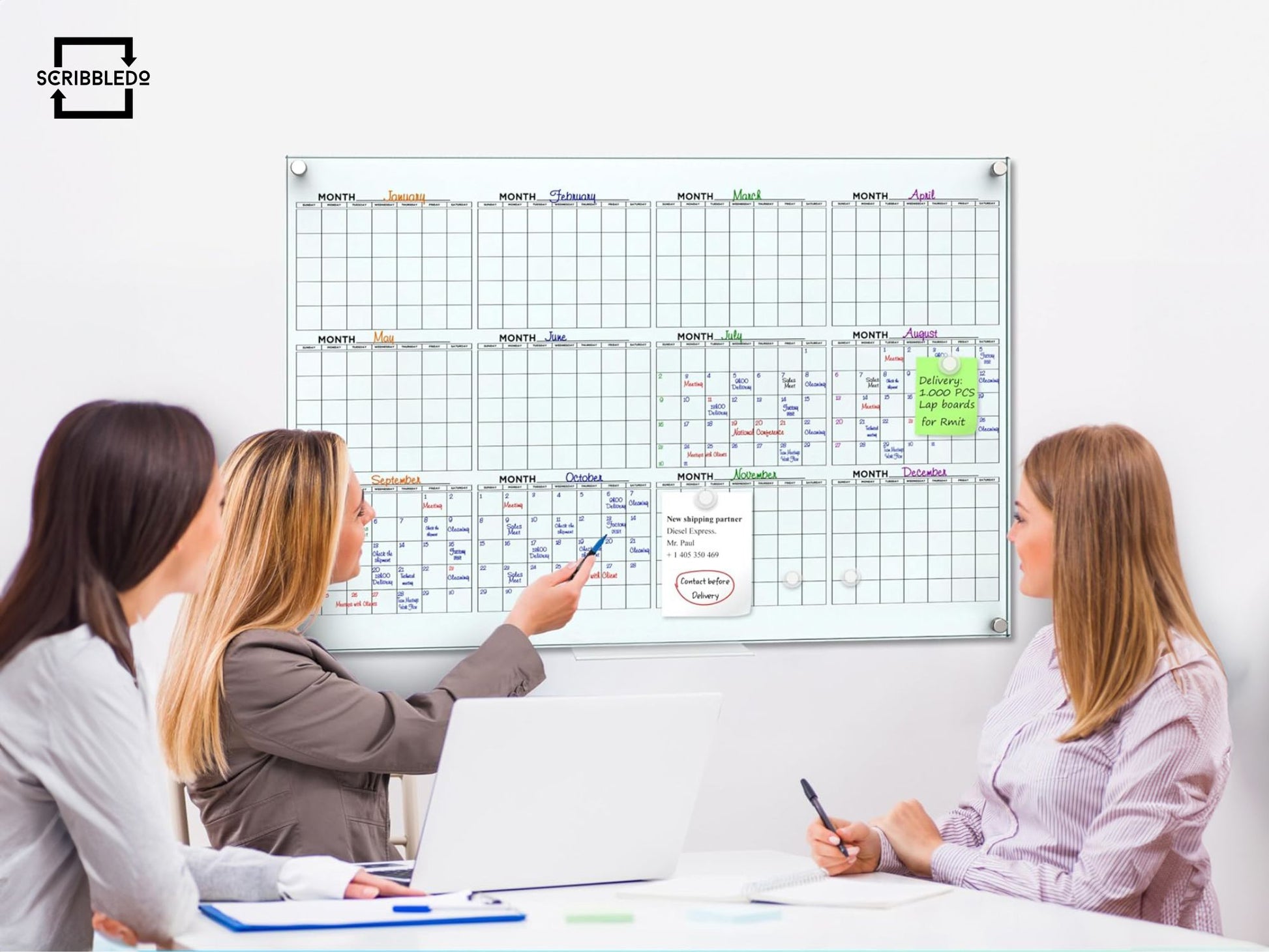 Magnetic Glass Whiteboard Calendar 24"x36" Yearly Planner