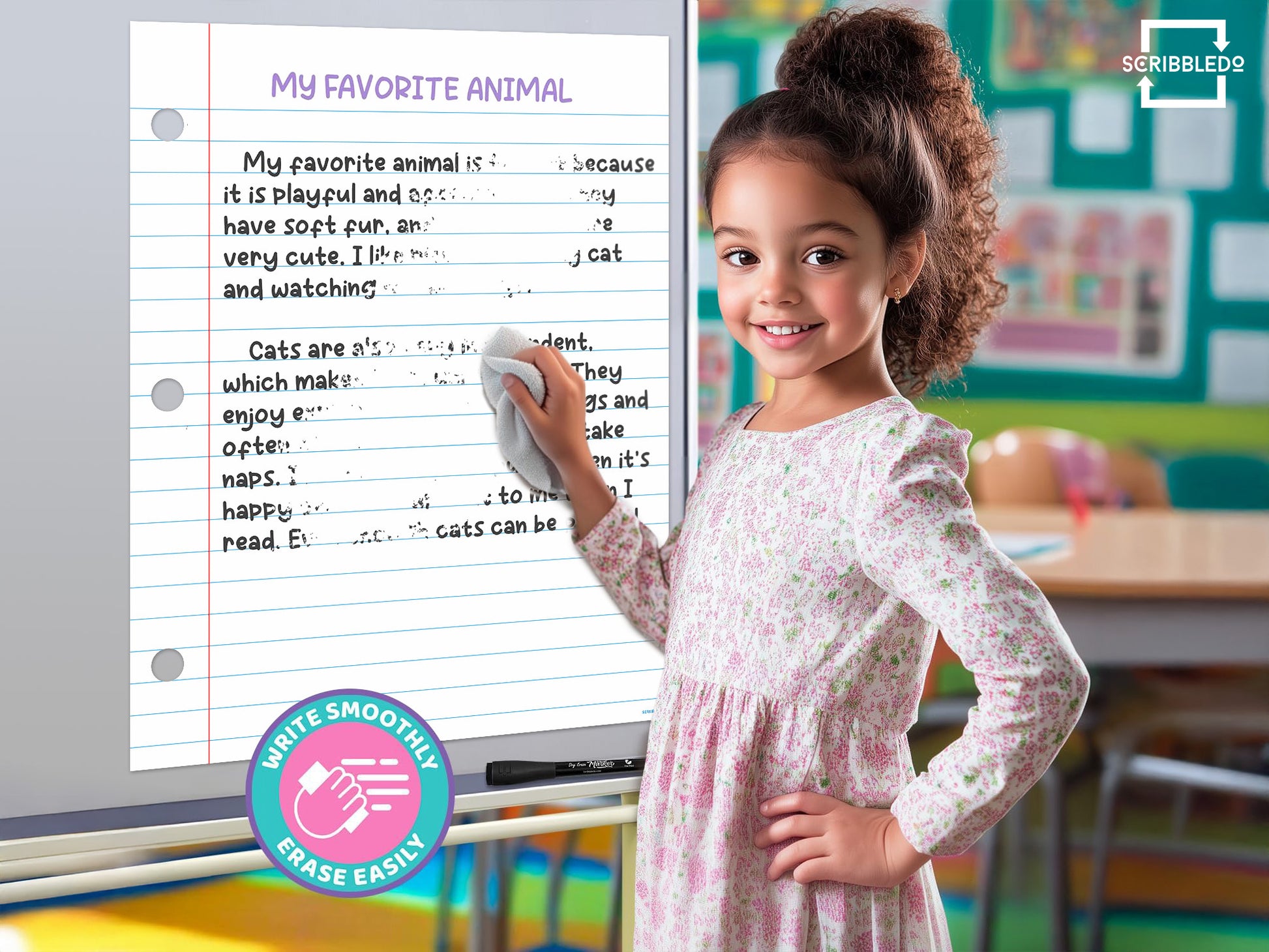 24"x30" Giant Dry Erase Notebook Magnet – Classroom Whiteboard Teaching Aid