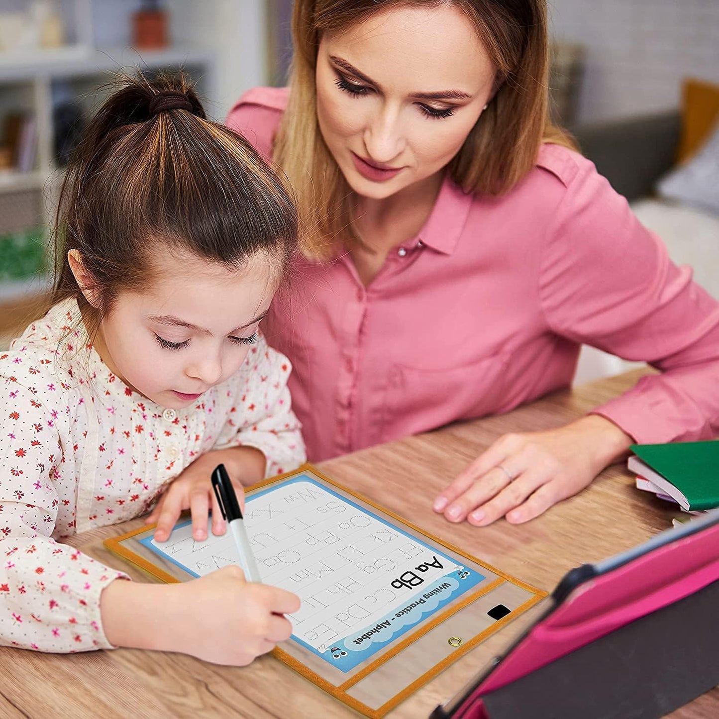 Reusable Dry Erase Sleeves, 6 Pack with Marker Holder, Boho Color