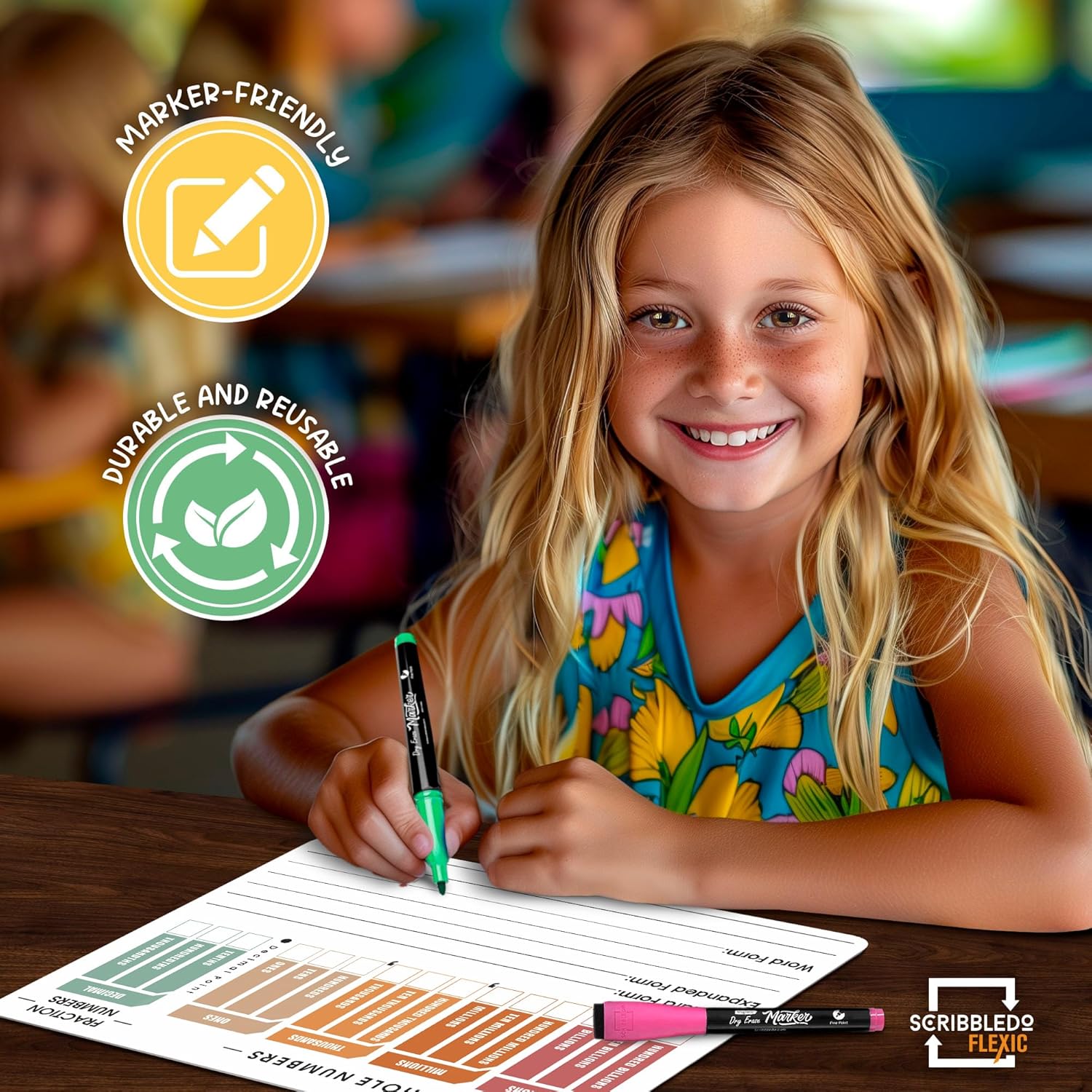 Place Value Practice Flexic Dry Erase Sheet 9"x12" (10 pc)