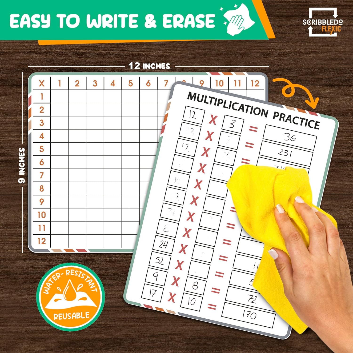 Multiplication Dry Erase Flexic Sheet 9"x12" (10 pc)