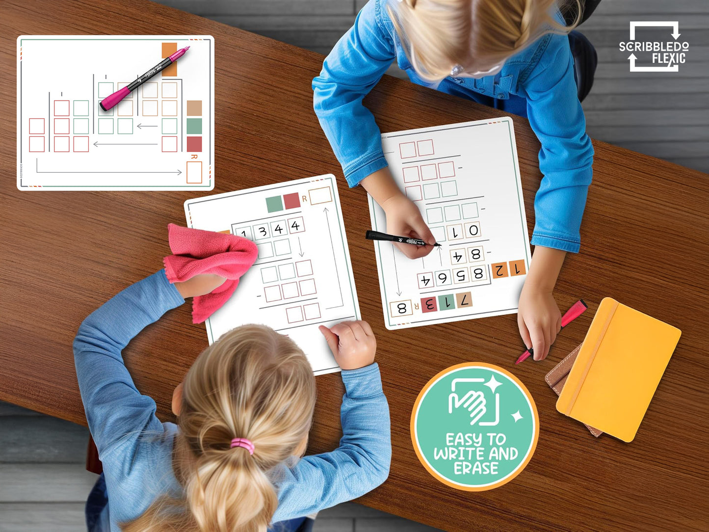 Division Practice Flexic Dry Erase Sheet 11"x14" - 2 Digit Divisor (10 pc)