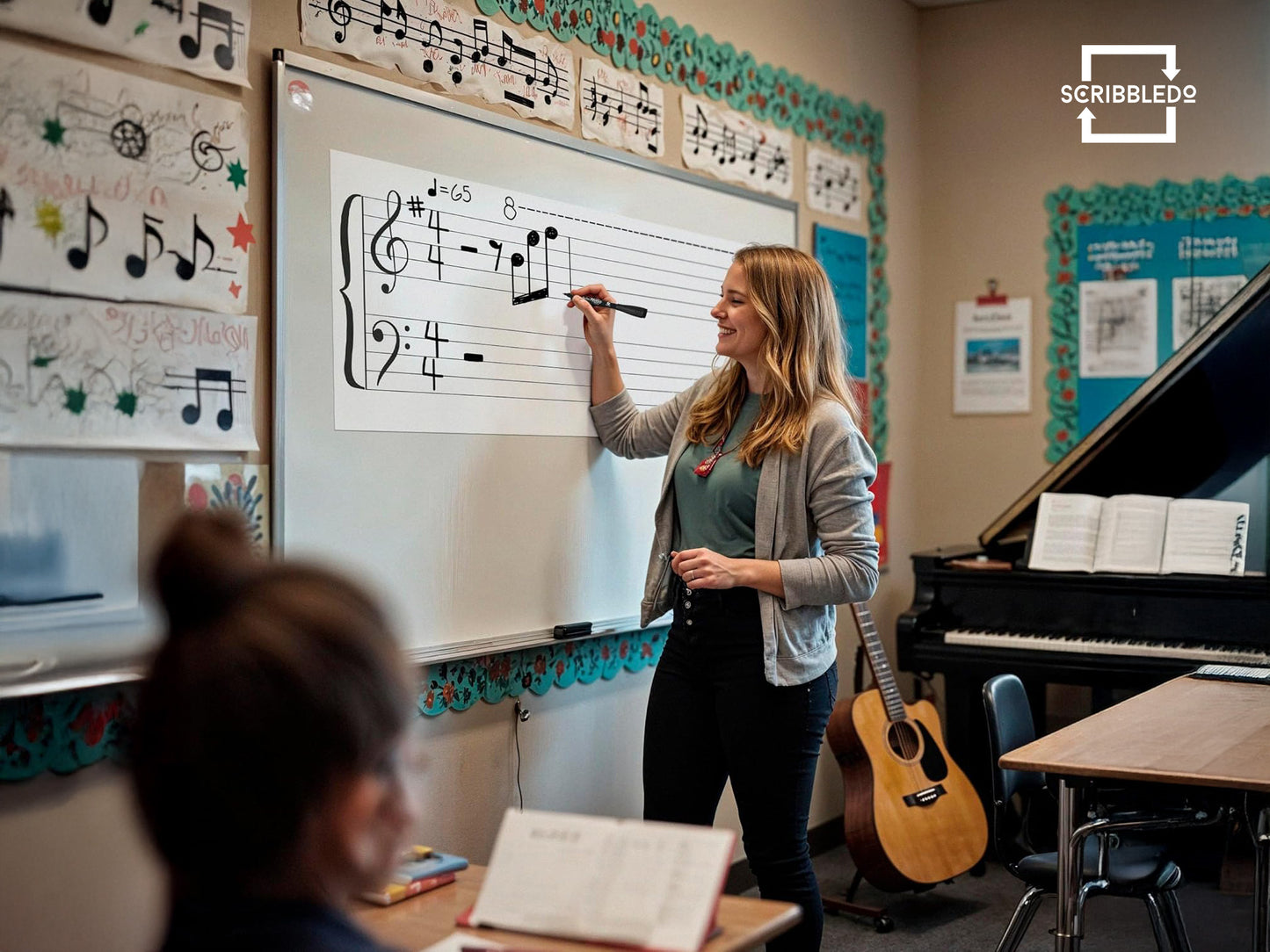 45"x17" Dry Erase Magnetic Music Staff Whiteboard