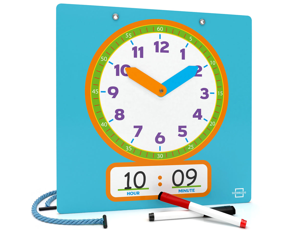 Dry Erase Learning Clock with 2 Markers