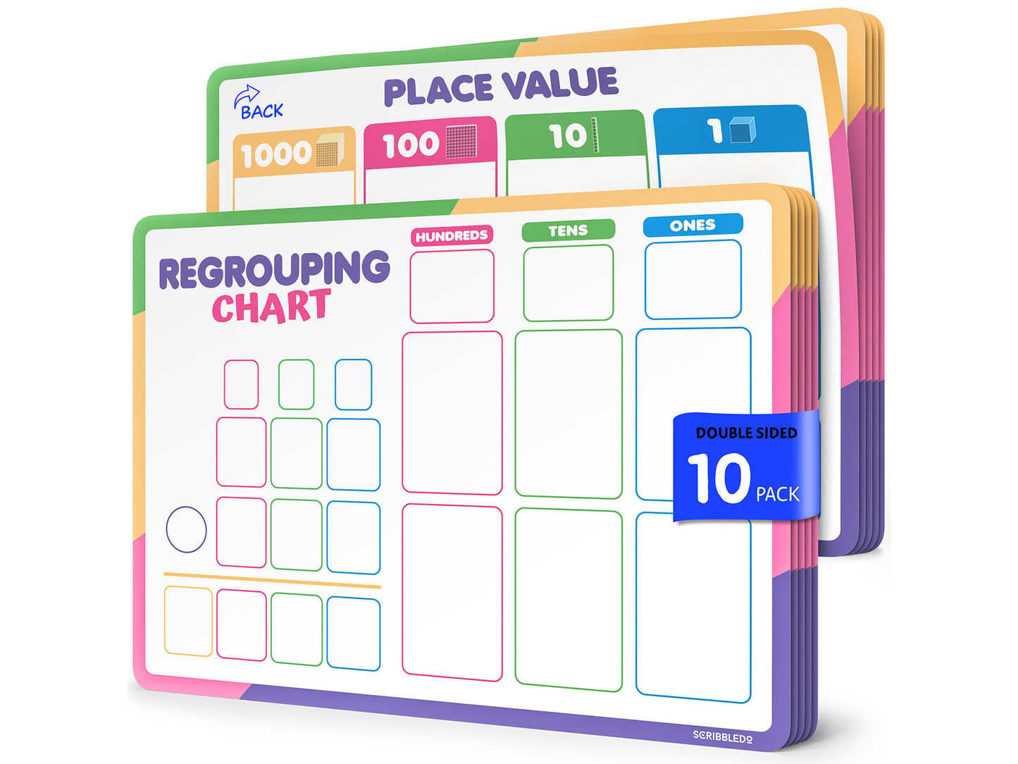 Regrouping Place Value Chart Flexic Dry Erase Sheet 9"x12" (10 pc)
