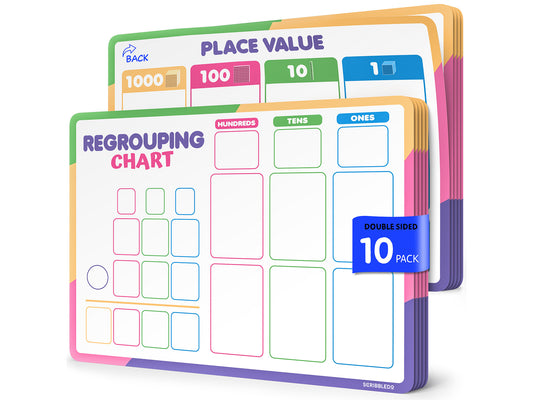 Regrouping Place Value Chart Flexic Dry Erase Sheet 9"x12" (10 pc)